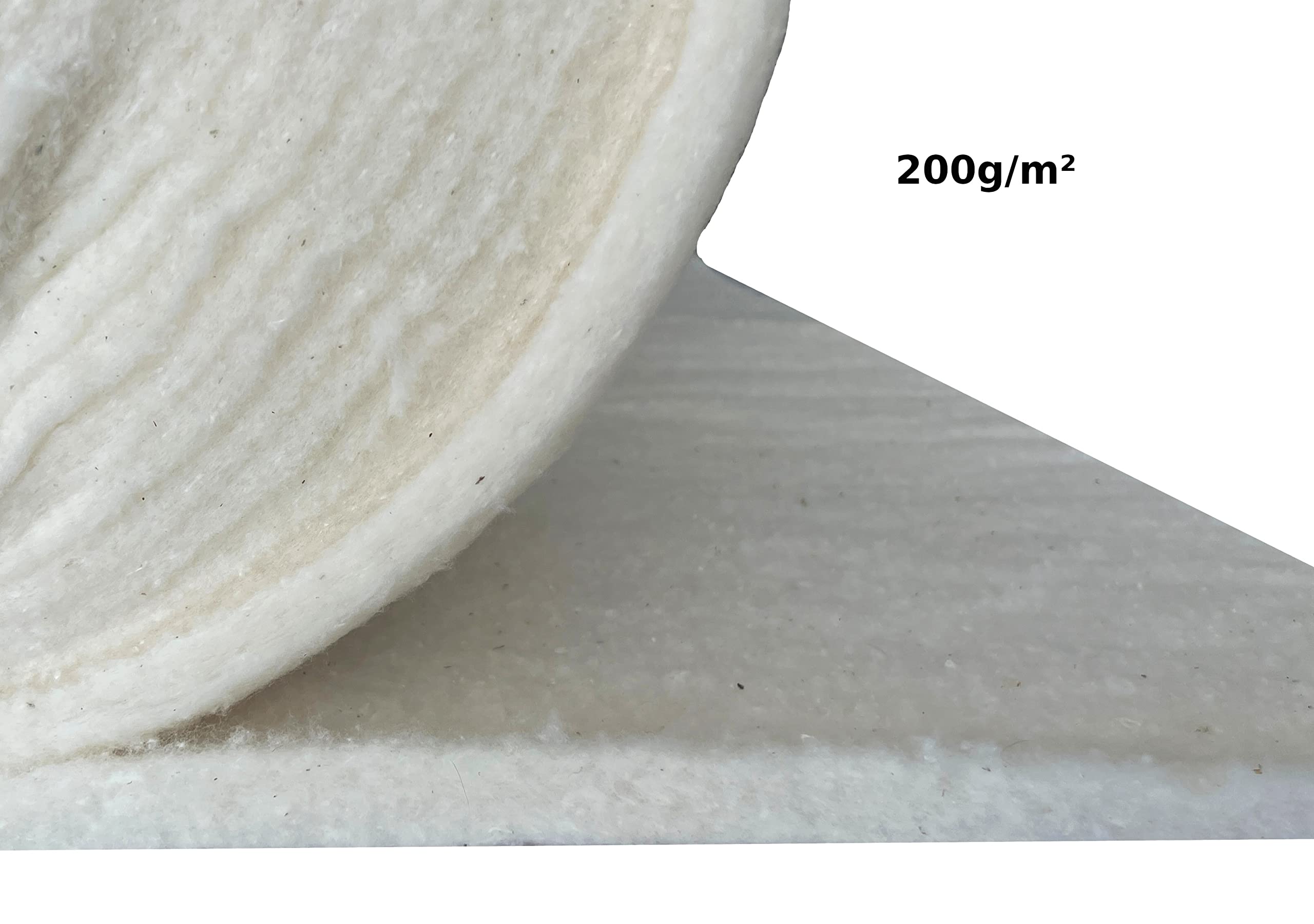 Volumenvlies aus Baumwolle/Hanf, 200g/m², 1,5 m x 5 m, ca. 15 mm dick, (EUR 5,32/m²), Patchworkvlies, Polstervlies, Vliesstoff, Polsterwatte, Watte