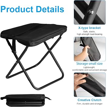 1PCS Camping Stools Folding Lightweight,Portable Small Folding Stool | Foldable Chairs Outdoor Backpack Garden Stools for Camping Chair Travel Picnic Hiking Fishing Seats(Crossbody bag style) 