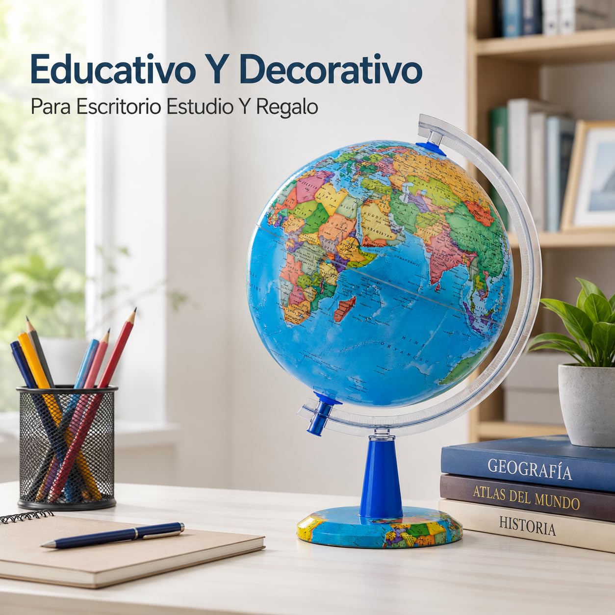 Mappamondo illuminato 20 cm mappa spagnola USB con pin