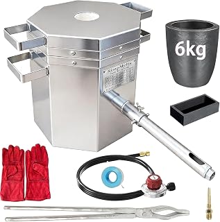 6KG Propane Melting Furnace Kit | High-Temp Smelting Furnace for Gold, Silver, Copper, Aluminum | Smelter Foundry Kit with Crucible & Tongs for Metal Casting (6KG Propane Melting Furnace)
