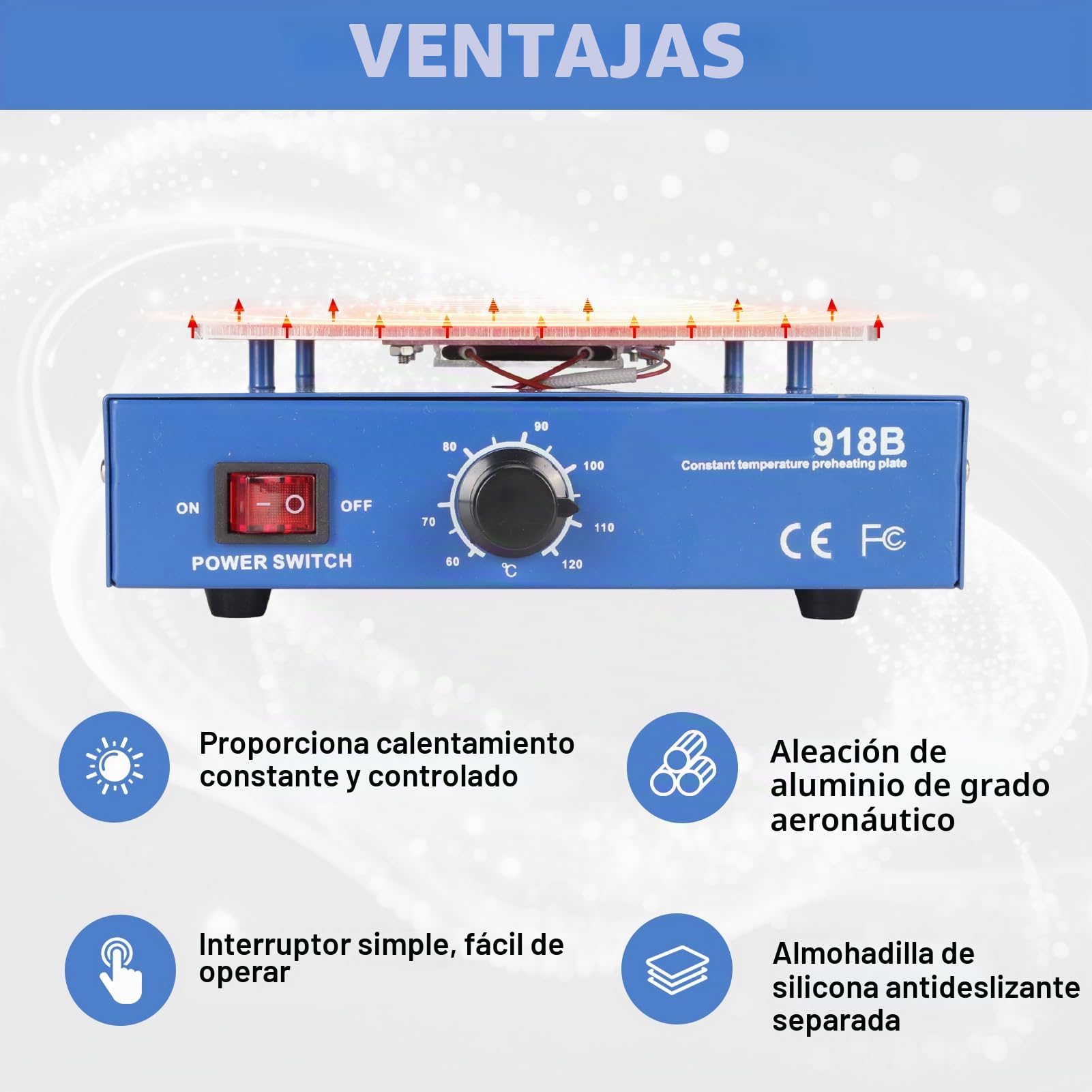 Placa Caliente De Soldadura De 450 W, Placa Caliente De Soldadura Eléctrica De Aleación De Aluminio, Estación De Soldadura De Precalentamiento Eléctrico De Microordenador LED (Enchufe europeo)