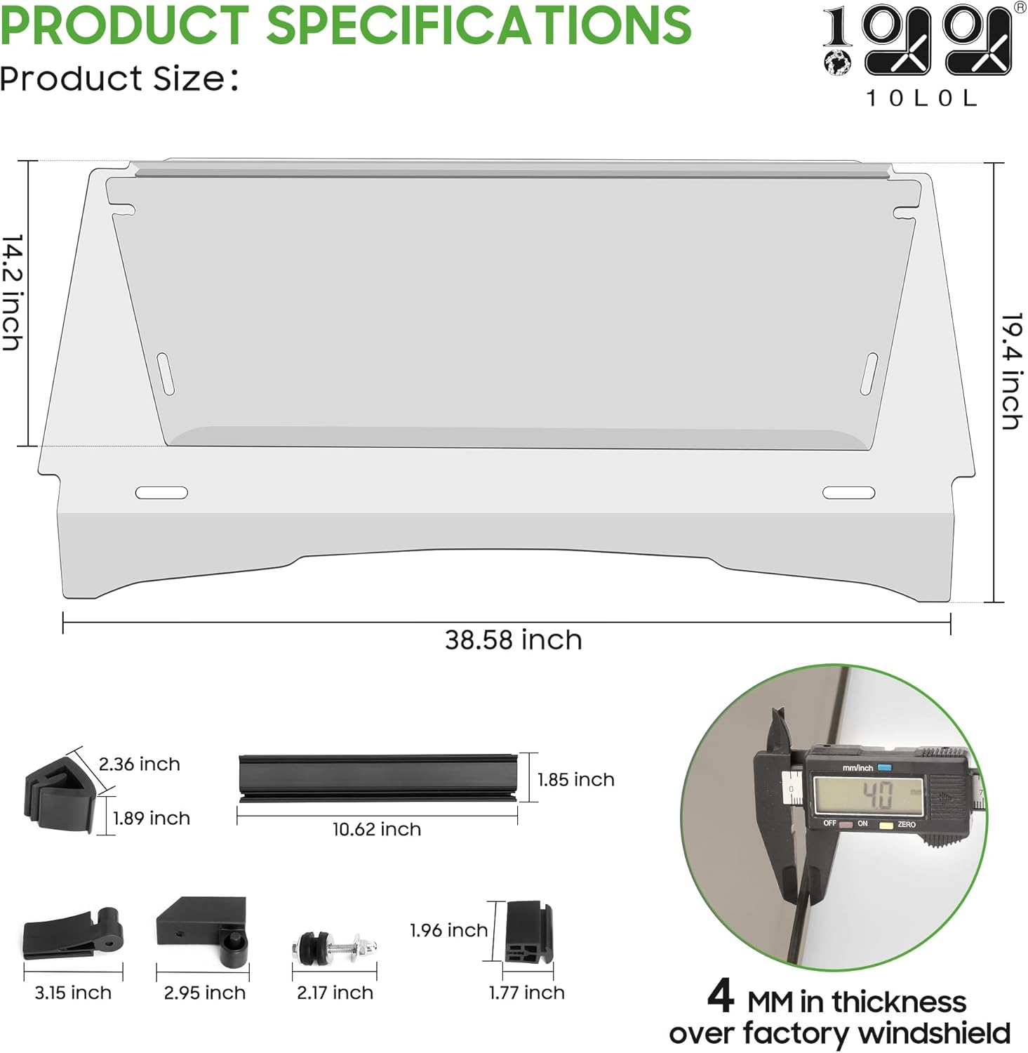 10L0L Golf Cart Windshield for 1995 - 2013 Ezgo TXT & Medalist Models Windshield Replacement with Tinted Foldable UV Protection and Impact Resistant Acrylic Shield (Clear)