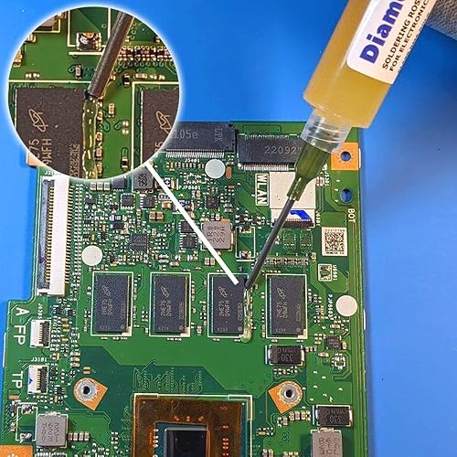 Miniatura 5 de FN231 Flujo de soldadura para electrónica NoClean Pasta Gel RMA ROL0 en jeringa de 0.35 oz para reparación y soldadura de placas de circuito impreso.