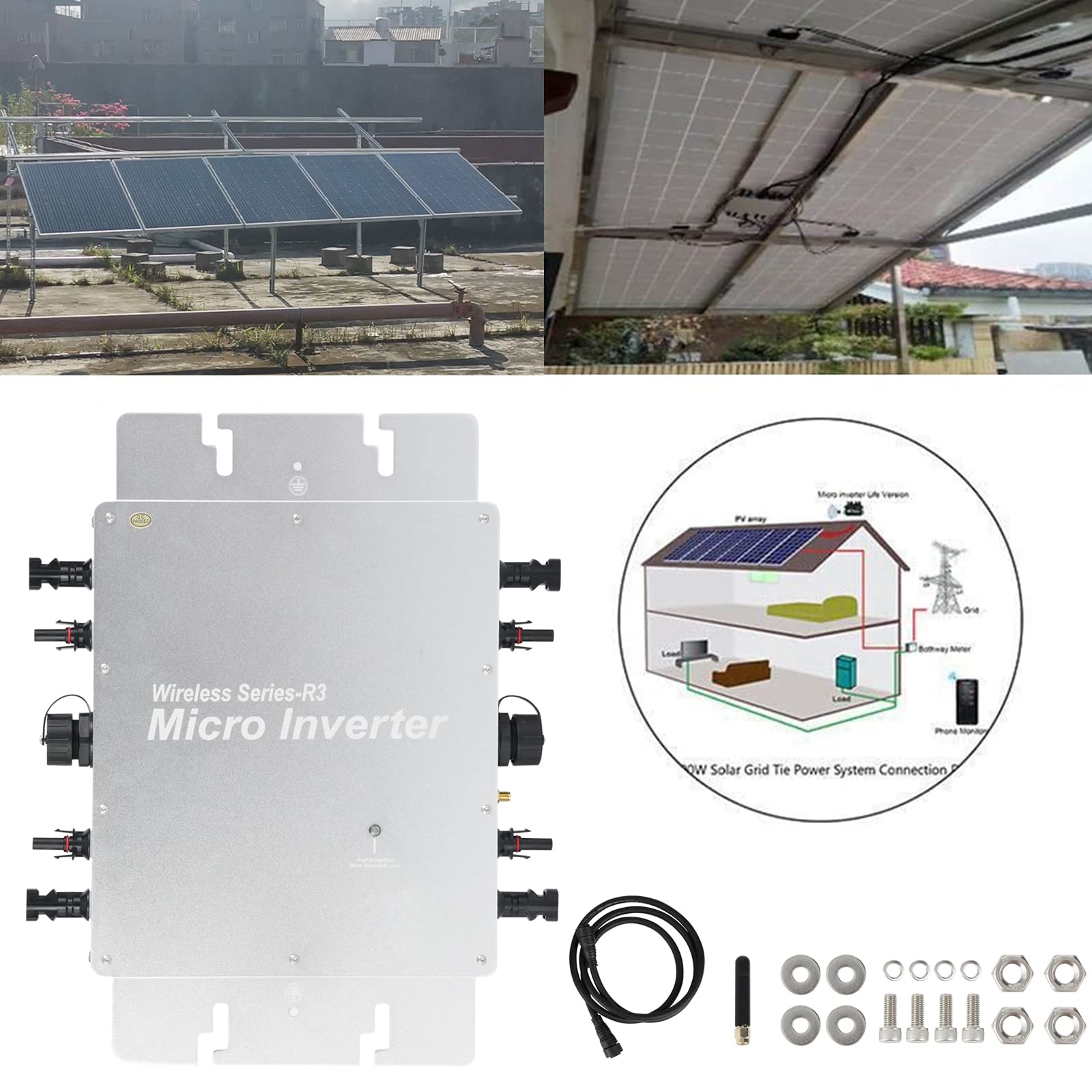 Micro Inverter Micro Solar Inverter MPPT Grid Tie Converter con sistema di monitoraggio del telefono cellulare WiFi(WVC-1600W)