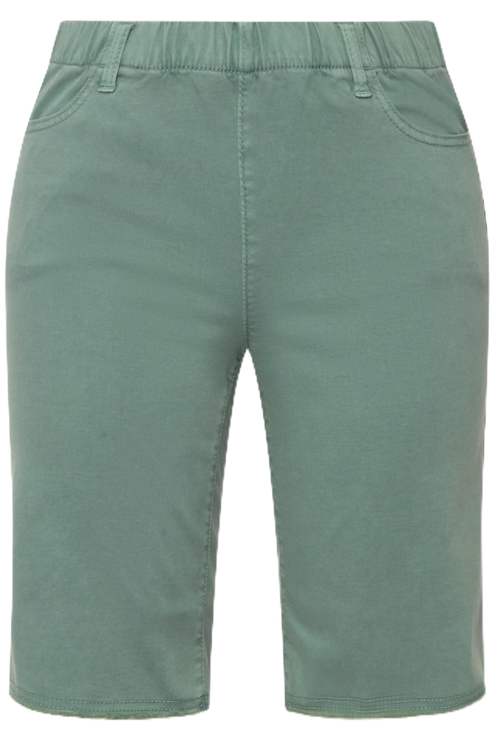 Ulla Popken Damen große Größen Übergrößen Plus Size Bermuda, Fransensaum, Elastikbund 818523