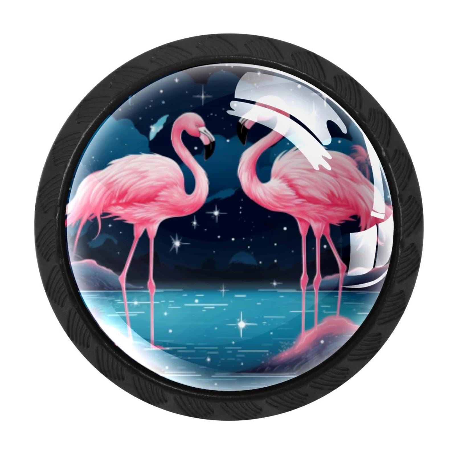 CHENZZZZ 4 Pieces Dresser Knobs Starry Flamingos Drawer knobs Cabinet Knobs Pull Handles for Home Kitchen Office