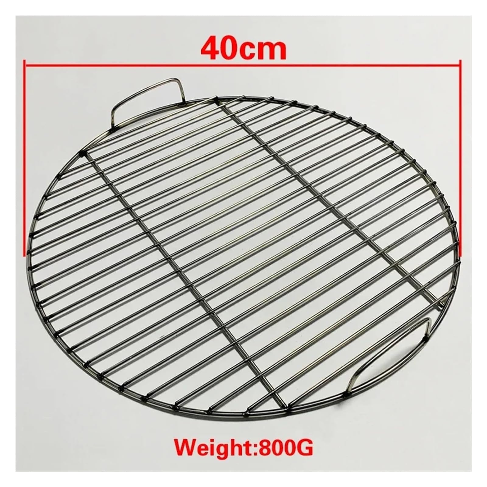 Zapasowy ruszt do grillowania, Okrągła siatka na grilla ze stali nierdzewnej Srebrna 28-50 cm Camping Piesze wycieczki Pieczenie świeżym powietrzu Palenie(40cm Have ears)