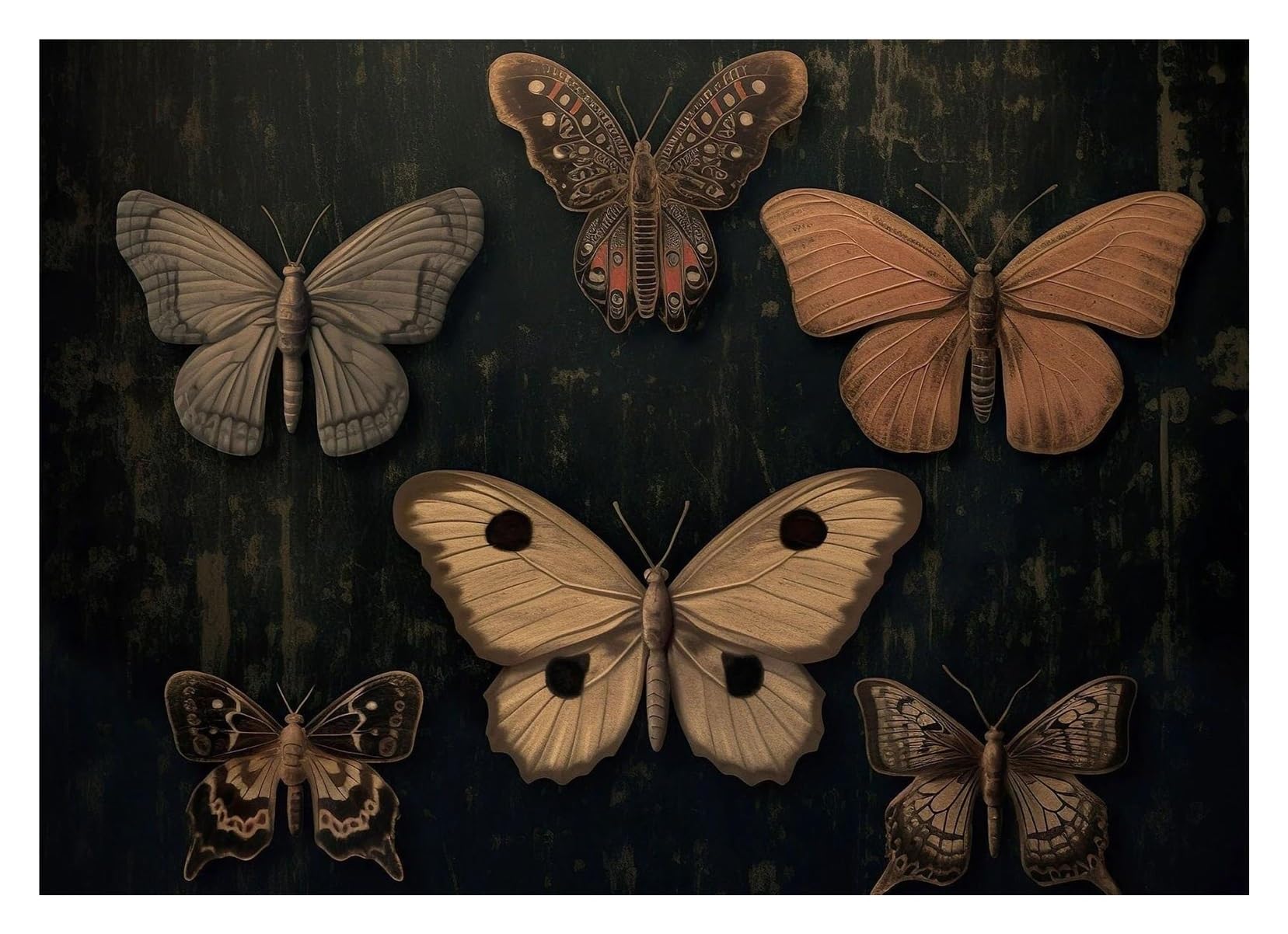 Xenite E Xenit Wall Art Canvas Prints Boho Floral Dark Academia Blu Moth Black Butterfly Poster Prints Canvas Painting Botanical Wall Art Pictures Hom Decoration(,30X40cm)
