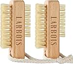 Nail Brush for Cleaning Fingernails, 2Pack Wooden Nail Brushes Fingernail Brush for Cleaning Nail Scrub Brush Two-Sided with Hanging Rope (Beechwood)