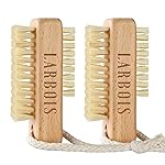 Larbois Nail Brush for Cleaning Fingernails, 2Pack Wooden Nail Brushes Fingernail Brush for Cleaning Nail Scrub Brush Two-Sided with Hanging Rope (Beechwood)