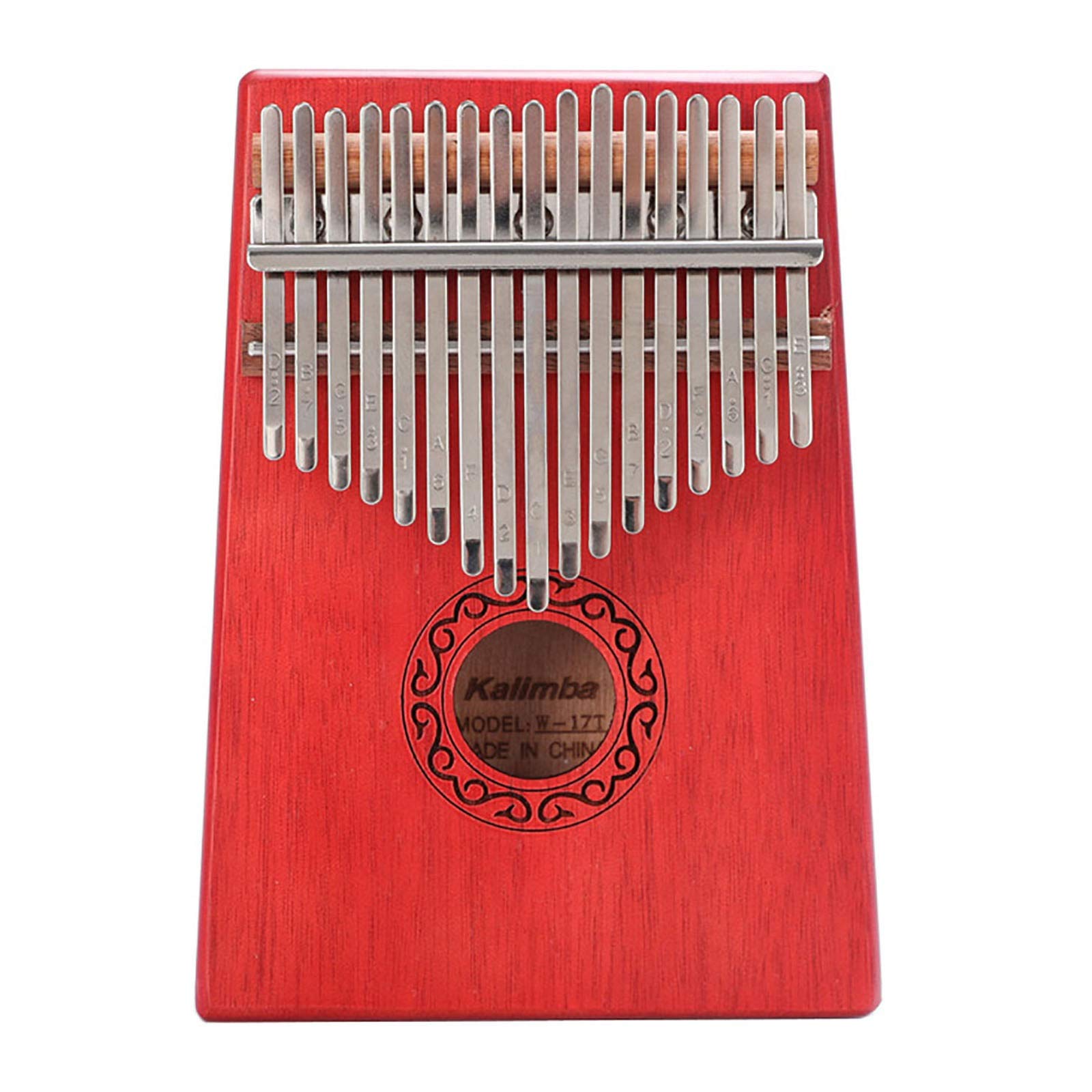 Professionelle 17 Schlüssel Thumb Piano Kalimba, Natürliche Mahagoni Massivholz Mbira Finger Piano Musikinstrument Geschenke für Kinder Erwachsene Anfänger (Color : Red)