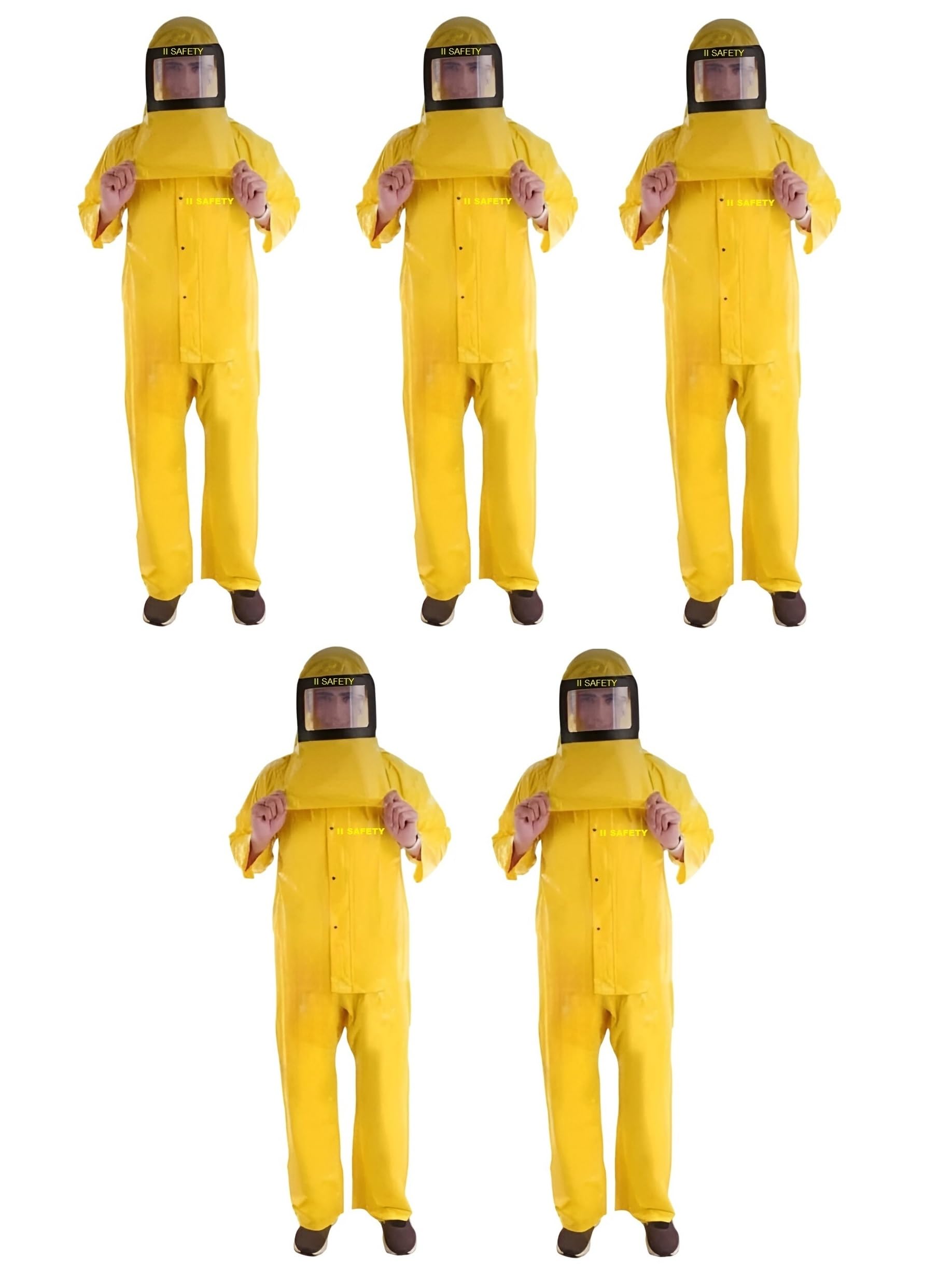 PVC Chemical Suit (Pack of 5 Set) | Yellow Chemical Suit | Chemical Coverall Suit | PVC Suit for Chemical | Chemical Suit PPE | Chemical Splash Suit | Acid Resistant Suit | Chemical Safety Suit