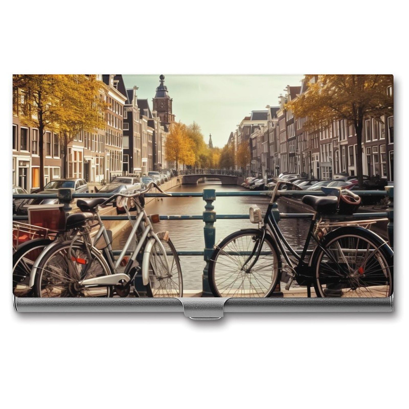 DWVTSLH Bicycles Business Card Holder, Slim Portable Metal Business Card Case Pocket Wallet Professional Name Cards Holder for 22-30 Cards, Credit Card ID Case/Holder for Men Women