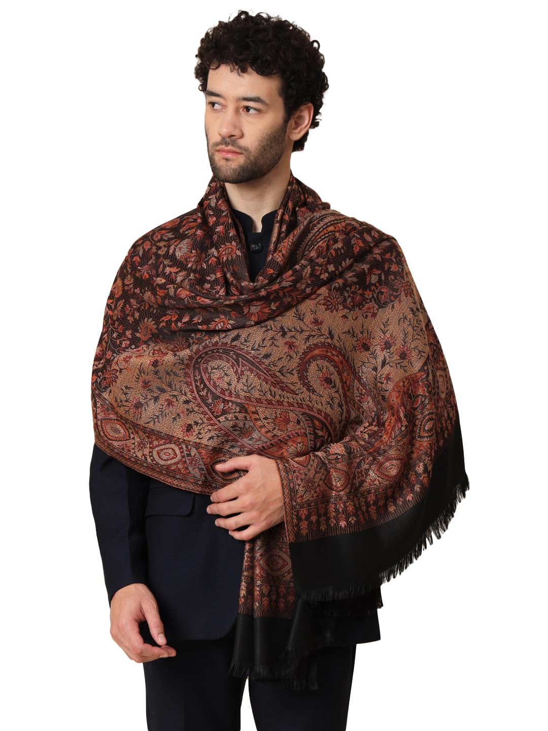 Faux Pashmina Soft Jamawar Woven Shawl for Men