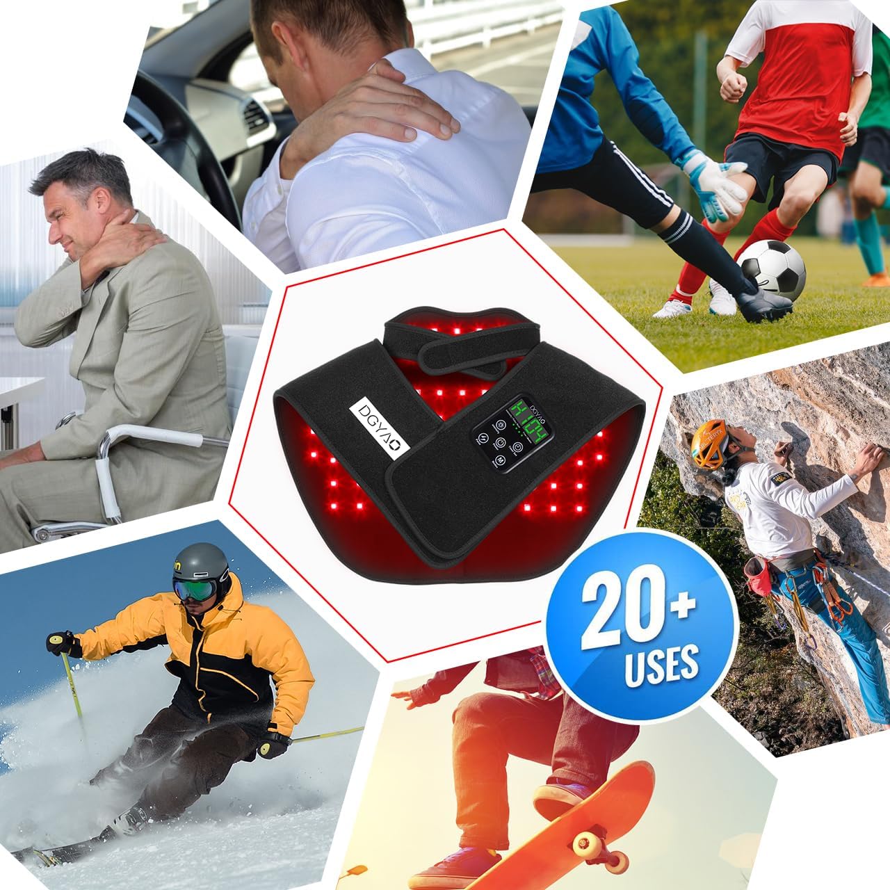 Cordless Red Light Therapy for Shoulder & Neck, Near Infrared Light Therapy Device with Pulsing for Body Back Pain Relief Muscle Relax, Portable for Home Office Business Trip Use - Image 6