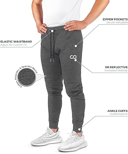 Vista 2 de Contour Mens Sweatpants with Pockets Zipper, Cruise Sweatpants for Men, Joggers for Men Slim Fit, Mens Joggers for Workout