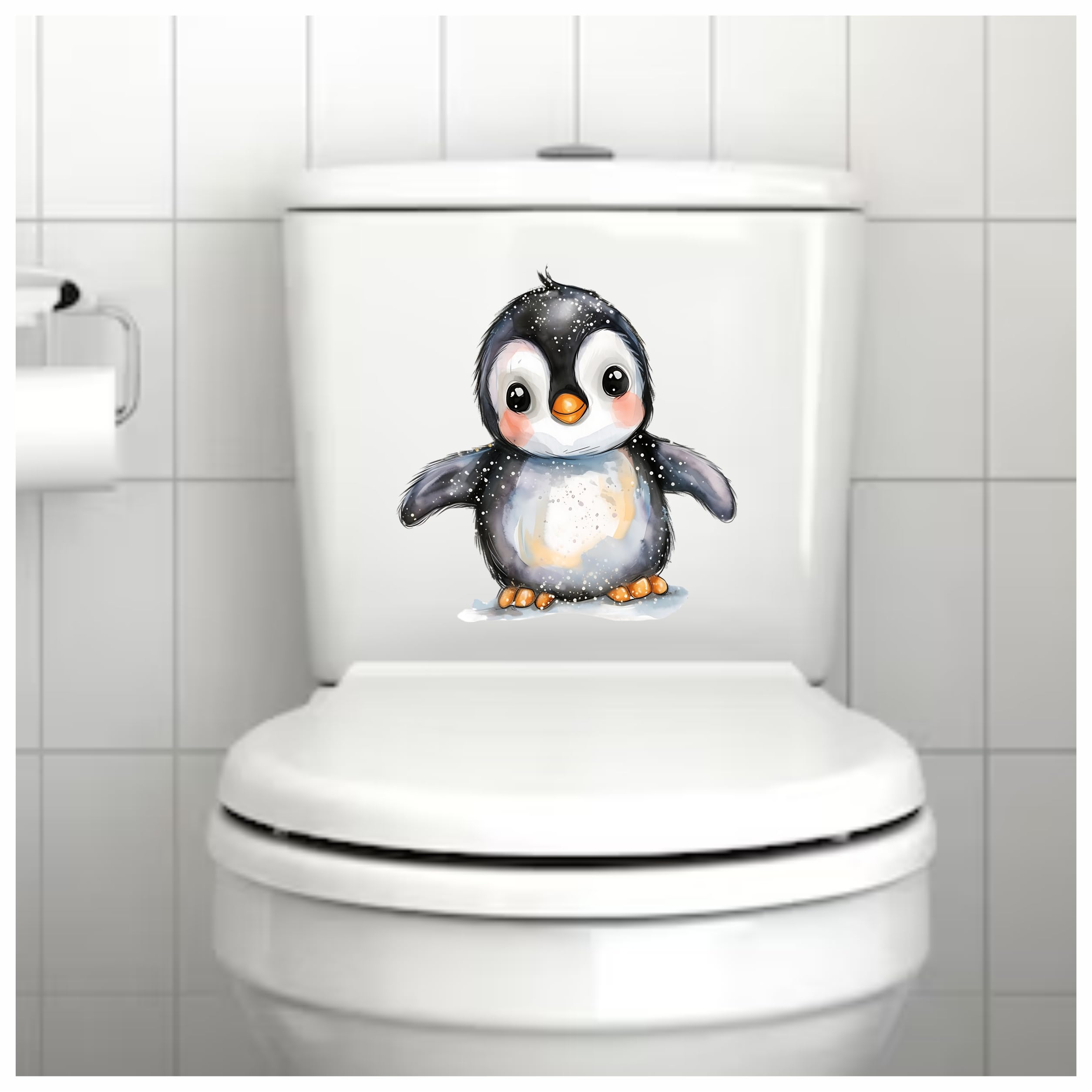 x4 Baby Penguin Vinyl Stickers Cover Marks Non Transparent Waterproof Nursery Decals 1@ 20cm Tall Ideal for Toilets car - Image 3