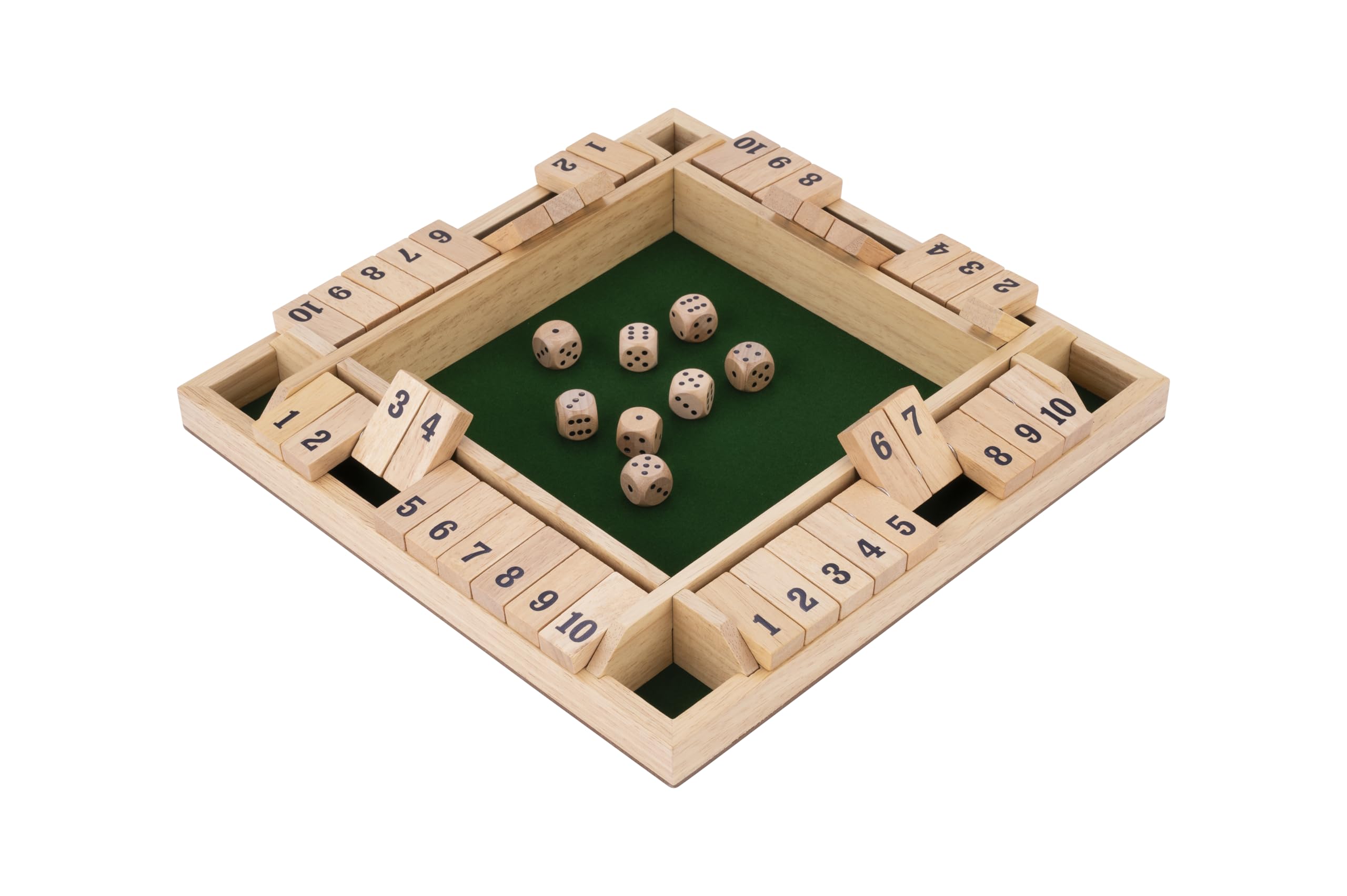 Shut The Box Engelhart Engelhart Shut The Box 4 Joueurs – Jeu De Trac En Bois Écologique – Dès 6 Ans – Stratégie, Calcul Mental – Dés Inclus – Tradition Café