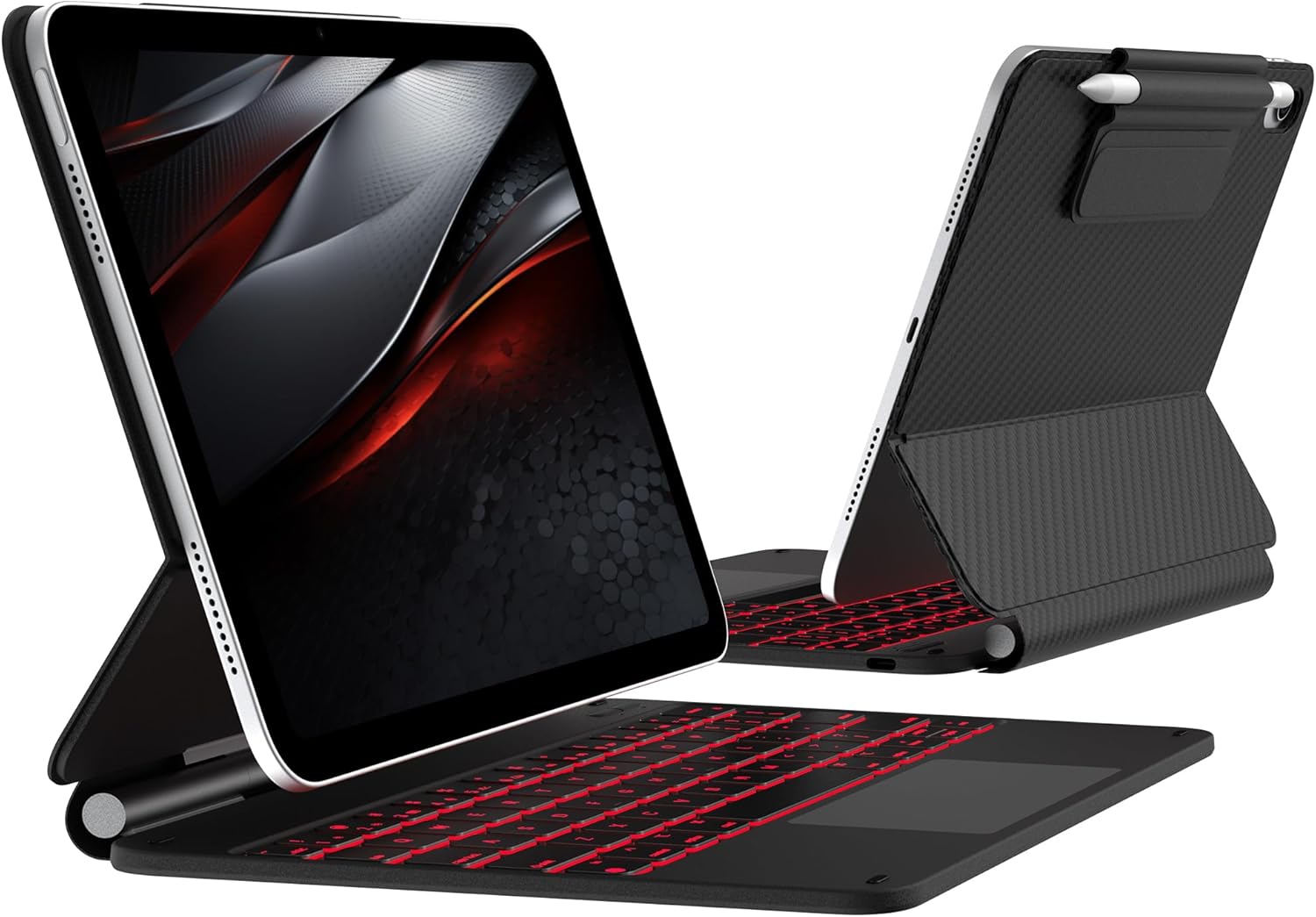 typecase Edge iPad 10th/11th Gen Keyboard Case (2022, 10.9" & 2025, 11" A16) – Magic Keyboard-Style with Trackpad, 11-Color Backlit, Magnetic Stand & Pencil Holder – Carbon Fiber