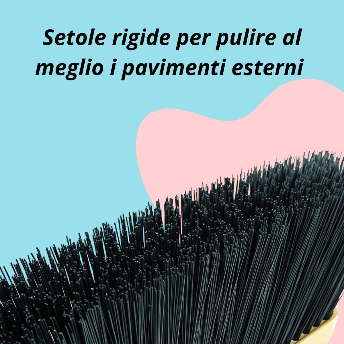 Tomaino - Scopa Da Esterno con Setole In Plastica Dure - Scopetta Ispessita ideale Per Tutti i Pavimenti Ruvidi del Cortile, Giardino, Terrazzo, Balcone, Piazzale, Garage