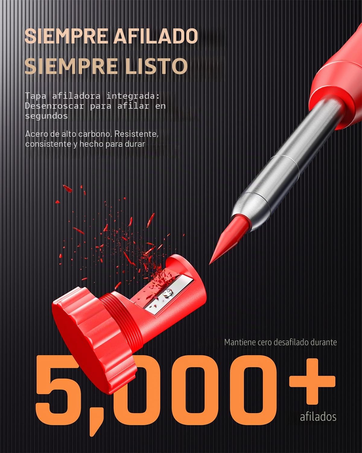 Nicpro 15 Piezas Lápices de Carpintero con Sacapuntas y Estuche, Lápices Mecánico con 40 Recambios, Perforadora Central Automática y Herramienta de Trazado Carburo, Portaminas Resistentes