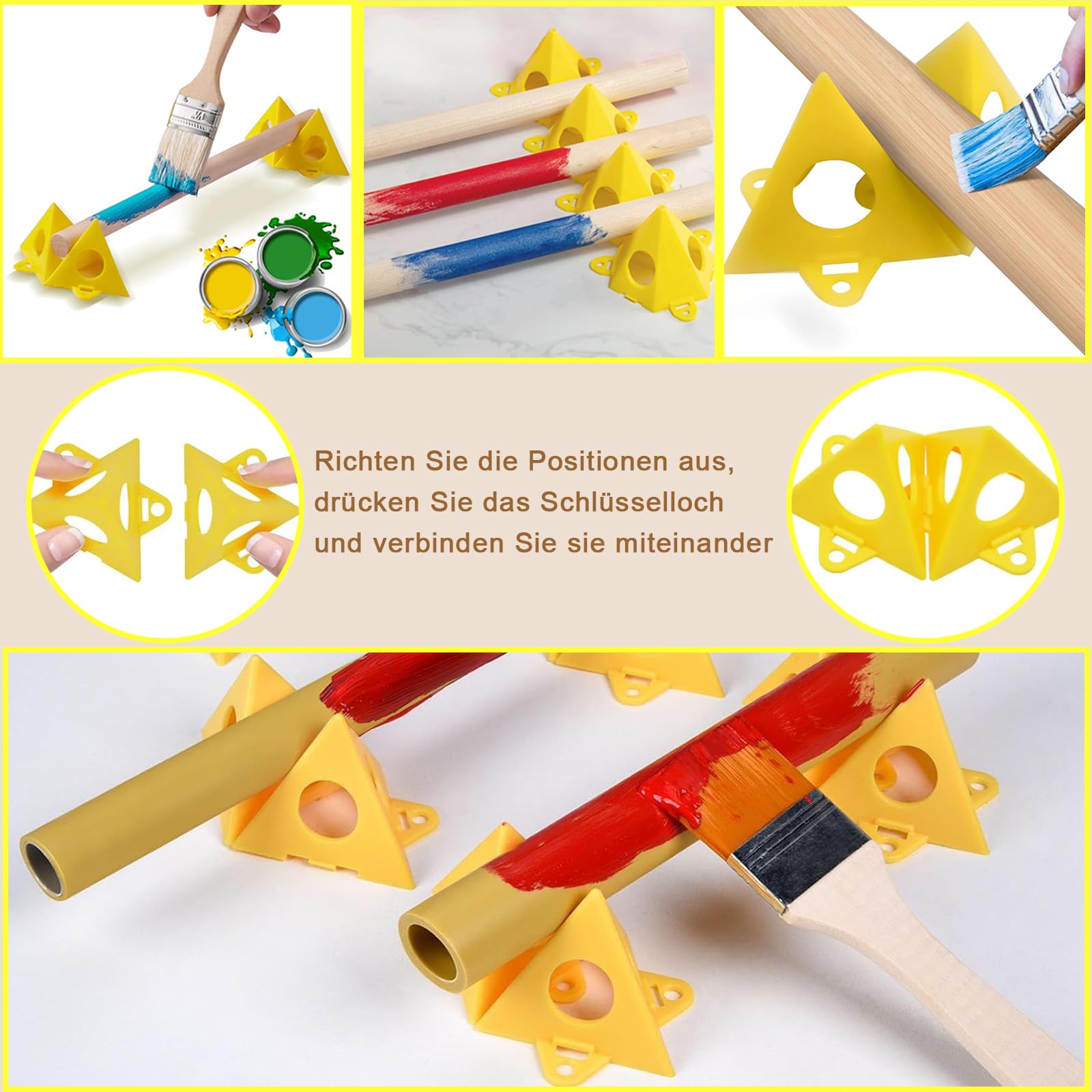 Supporti a Piramide per Pittore 40 Pezzi Giallo Cono Tela Triangolo di Vernice Legno Mobili Stand