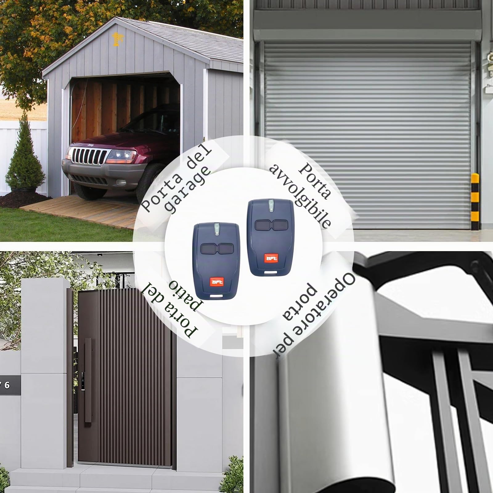 2 telecomandi da 433MHz per apriportone BFT, sostitutivi per telecomando BFT Mitto 2, telecomando per garage a 2 canali con portachiavi, compatibile con sistema di cancello elettrico MITTO B