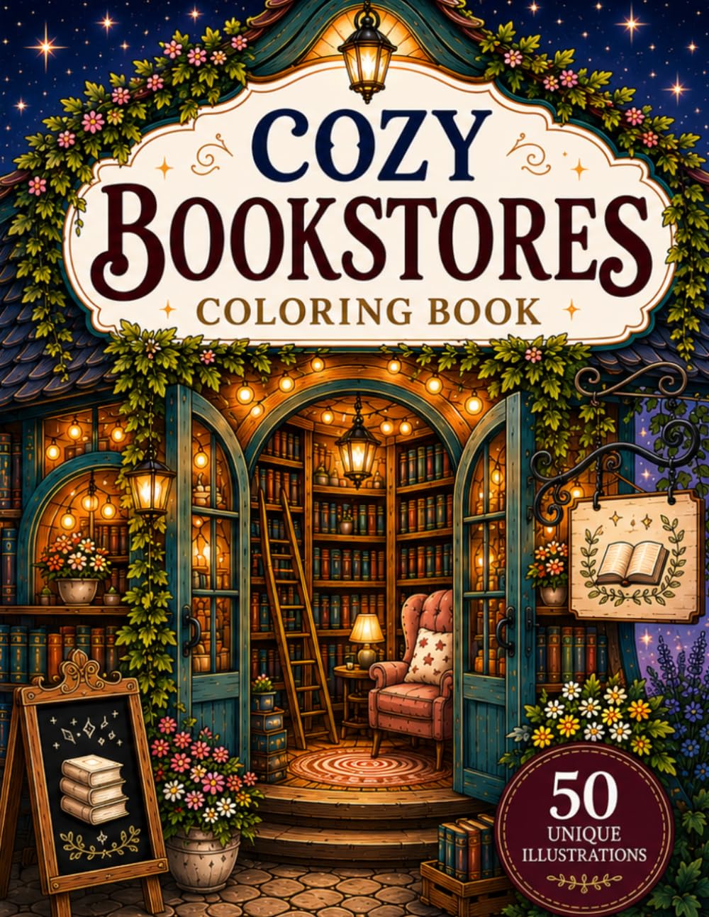 Cozy Bookstores Coloring Book: A Cozy Coloring Adventure for Adults, Teens and Book Lovers Featuring Bookshops, Reading Corners, Secret Libraries and Whimsical Literary Spaces