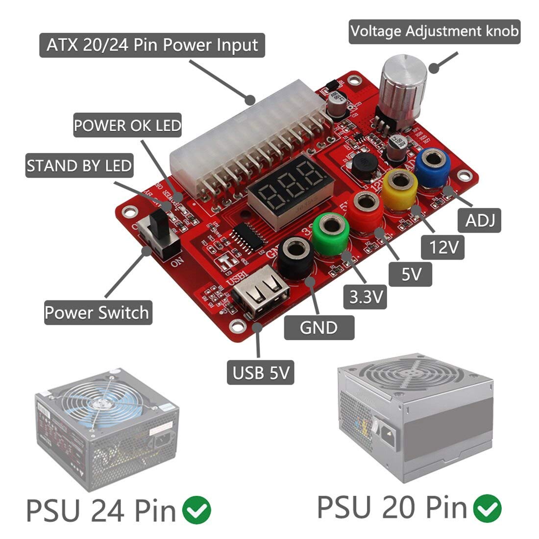 24 Pin Power Adapter Module Hot K] 24 20 Pin ATX PC Power Supply ...