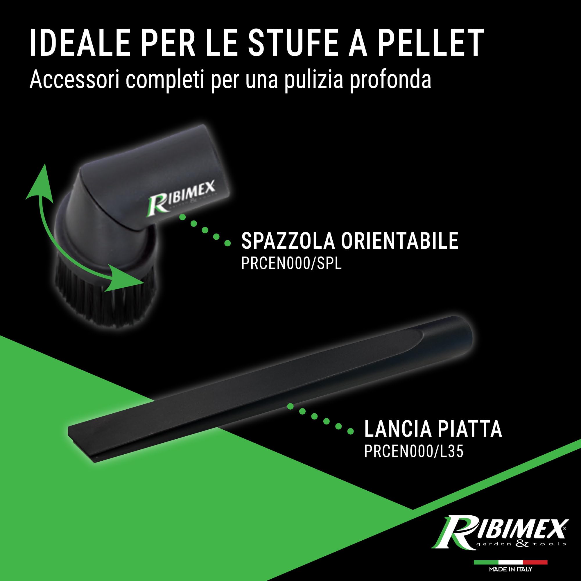 Ribimex Aspiracenere Elettrico Minicen Speciale Pellet, con Filtro HEPA Lavabile, Bidone da 10 L, Potenza 800 W, Ideale per Aspirare Ceneri Fredde da Stufe a Pellet, Accessori Inclusi - PRCEN011/KIT