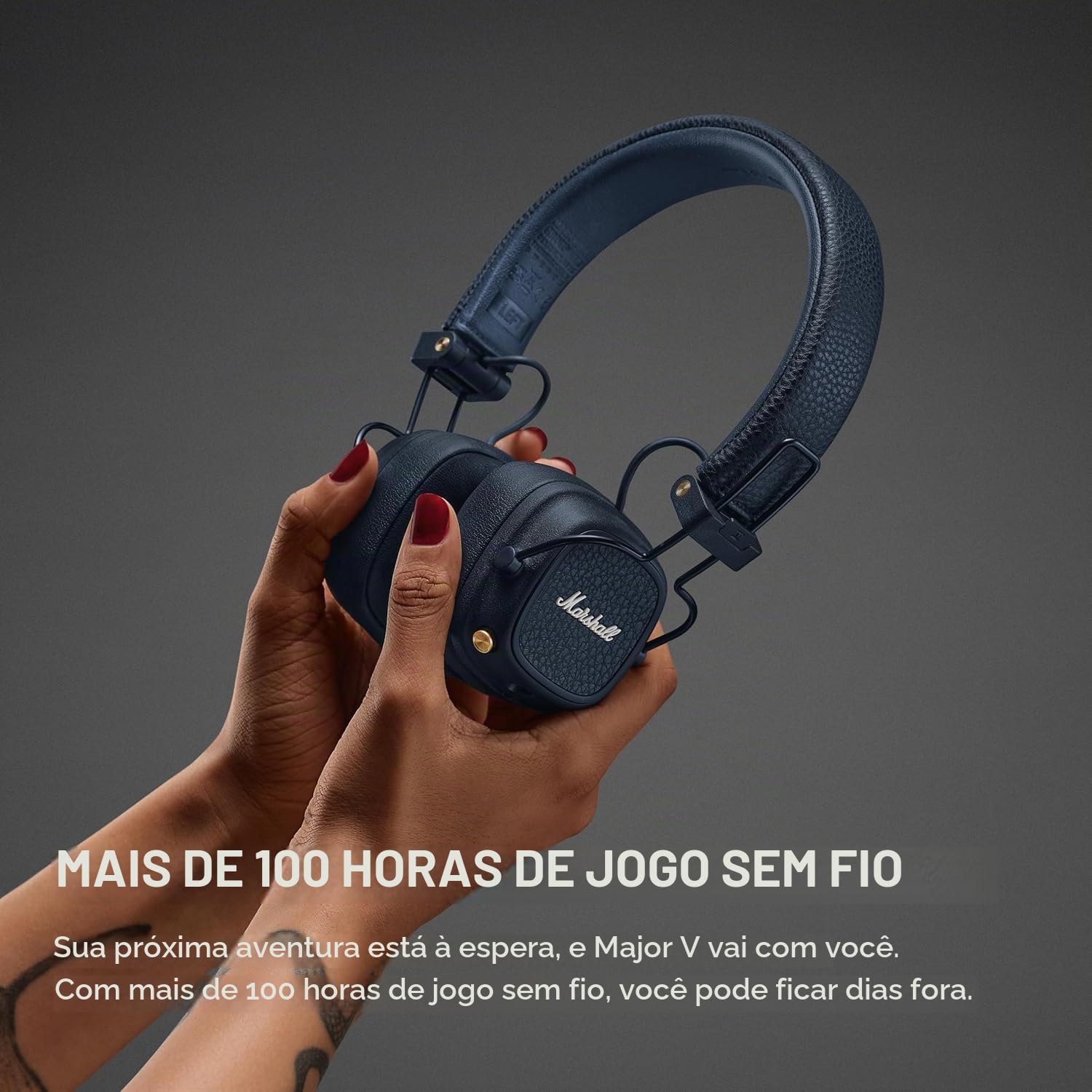 Marshall Major V Bluetooth On Ear Headphones - Midnight Blue