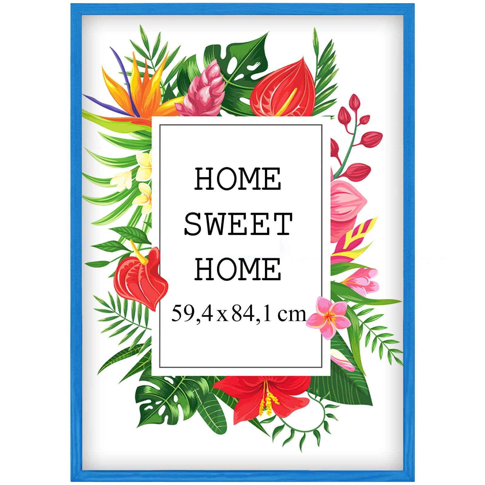 Mg Design Blue Wooden Photo Frame A1 23.4 X 33.1 In (59.4 X 84.1 Cm) – Shatter-Resistant Acrylic Glass – Wall Mount Portrait & Landscape