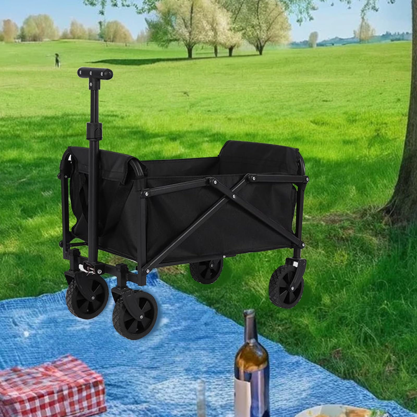 Carrello da giardino a mano, portata 150 kg, pieghevole, per il trasporto, da giardino, da spiaggia, robusto carrello multiuso per lo shopping, il campeggio, il giardino, la spiaggia