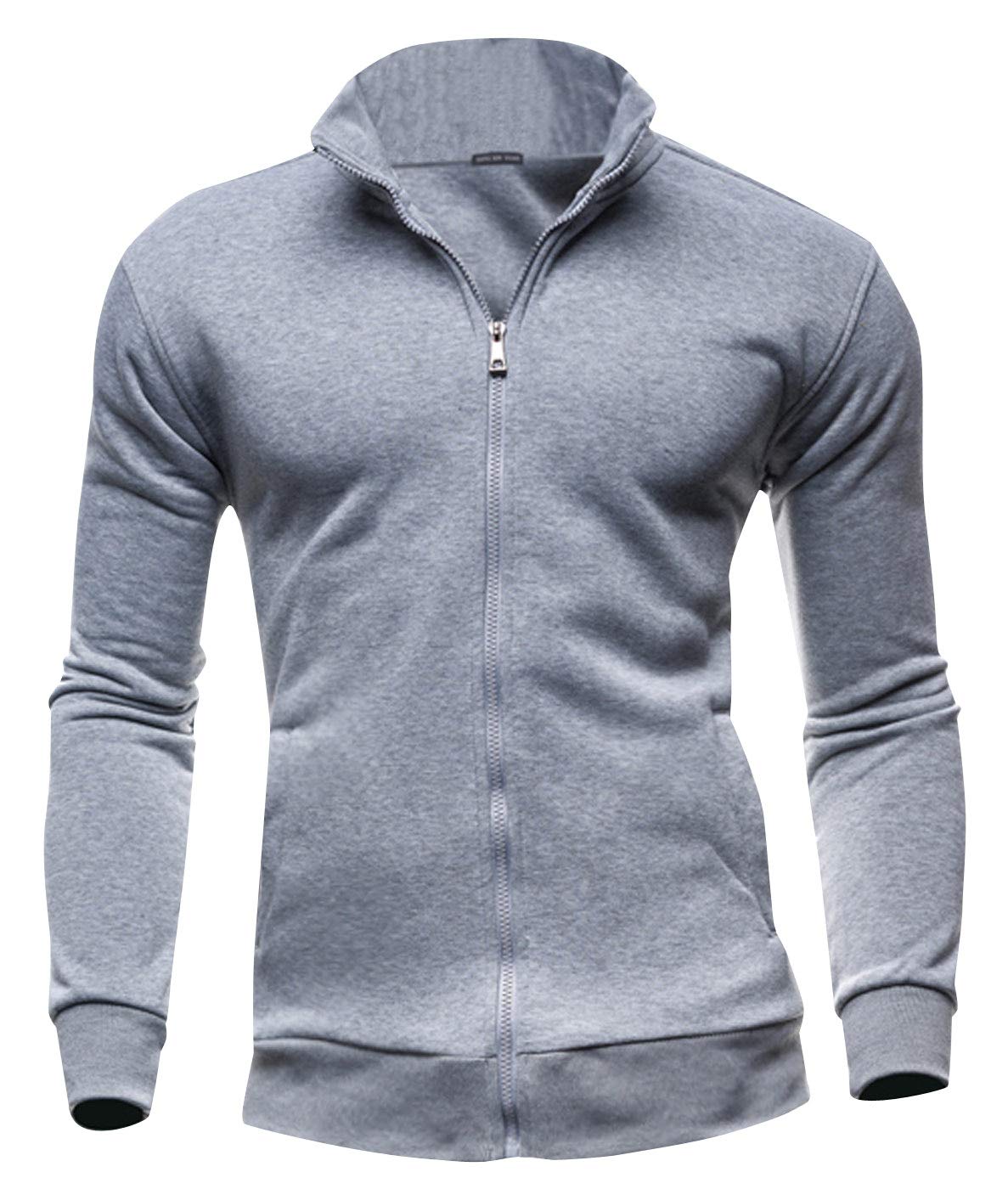 aieoe Mens Casual Cardigan Warm Slim Fit High Neck Solid Zipper Leisure Jacket-picture-39