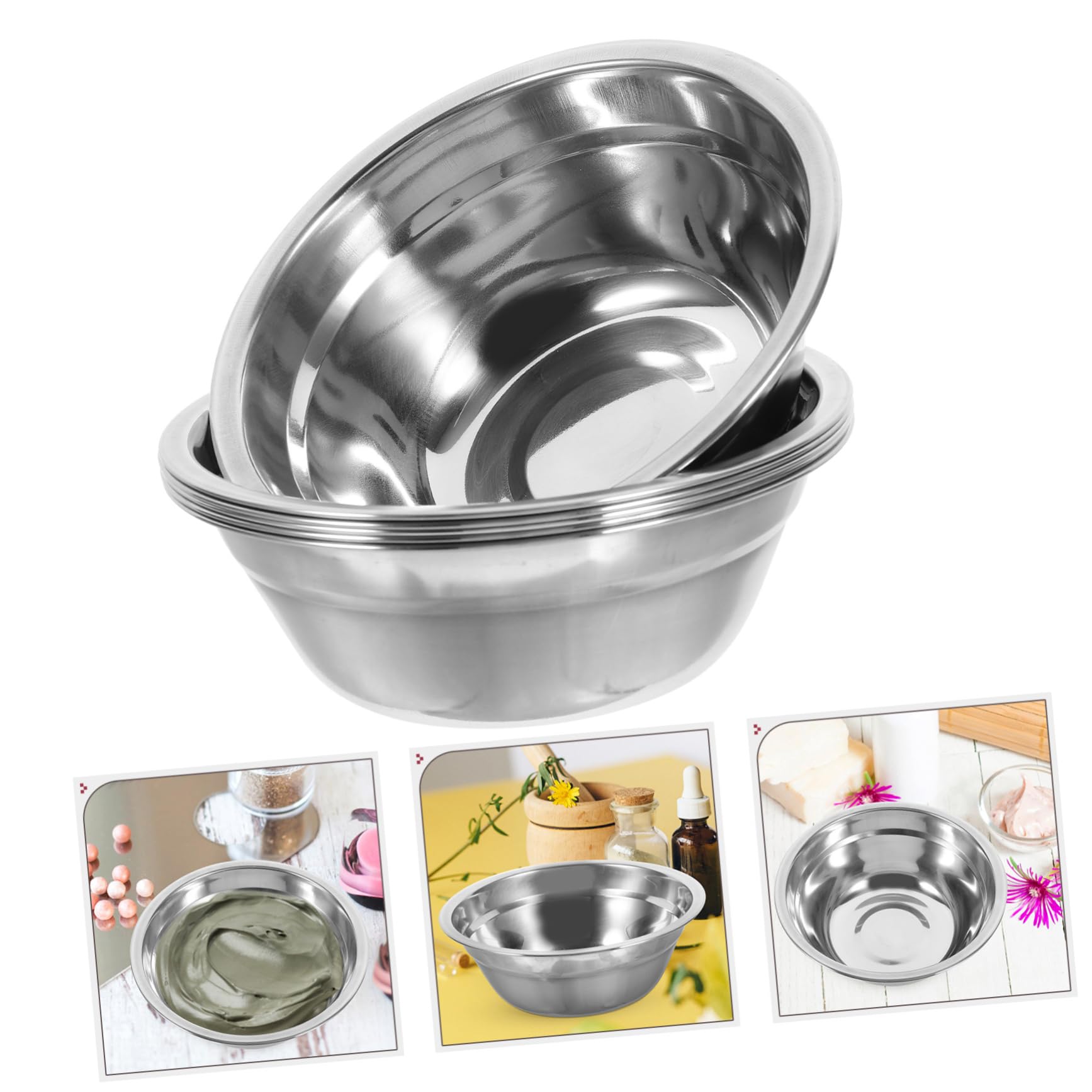 FRCOLOR Juego de cuencos para de acero inoxidable para mezclar utensilios de metal para de metal para spa, recipiente para mezclar máscaras, recipiente de acero inoxidable,