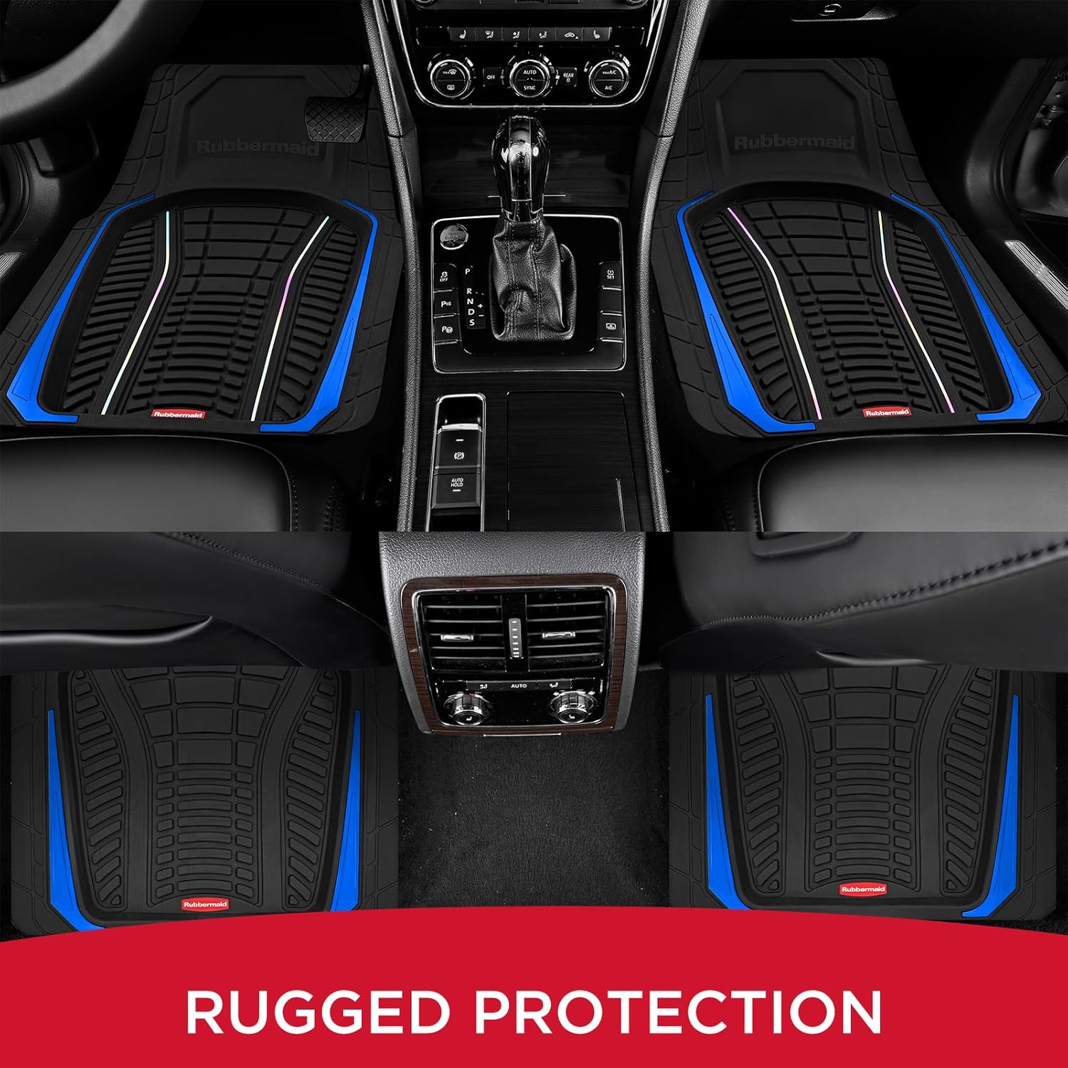 Rubbermaid Car Floor Mats Full Set – Premium All-Weather Car Mat with Brushed Aluminum Inserts, Universal Trim-to-Fit Design, Anti-Slip Backing for Cars, SUVs, Trucks, and Vans - Image 5