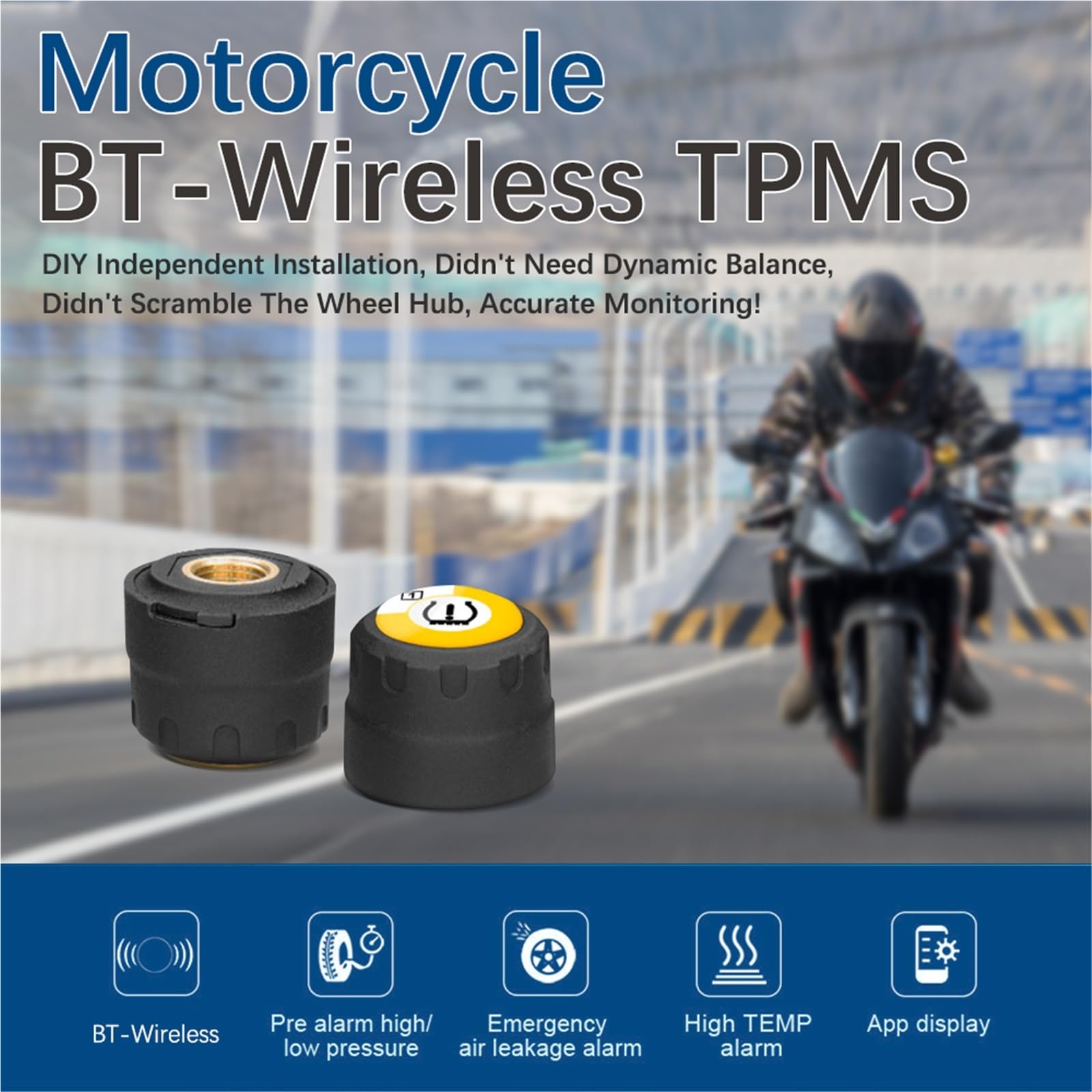 Capteur d'alarme TPMS pour Moto, manomètre de Pression des pneus, système de Surveillance Automatique Intelligent des pneus