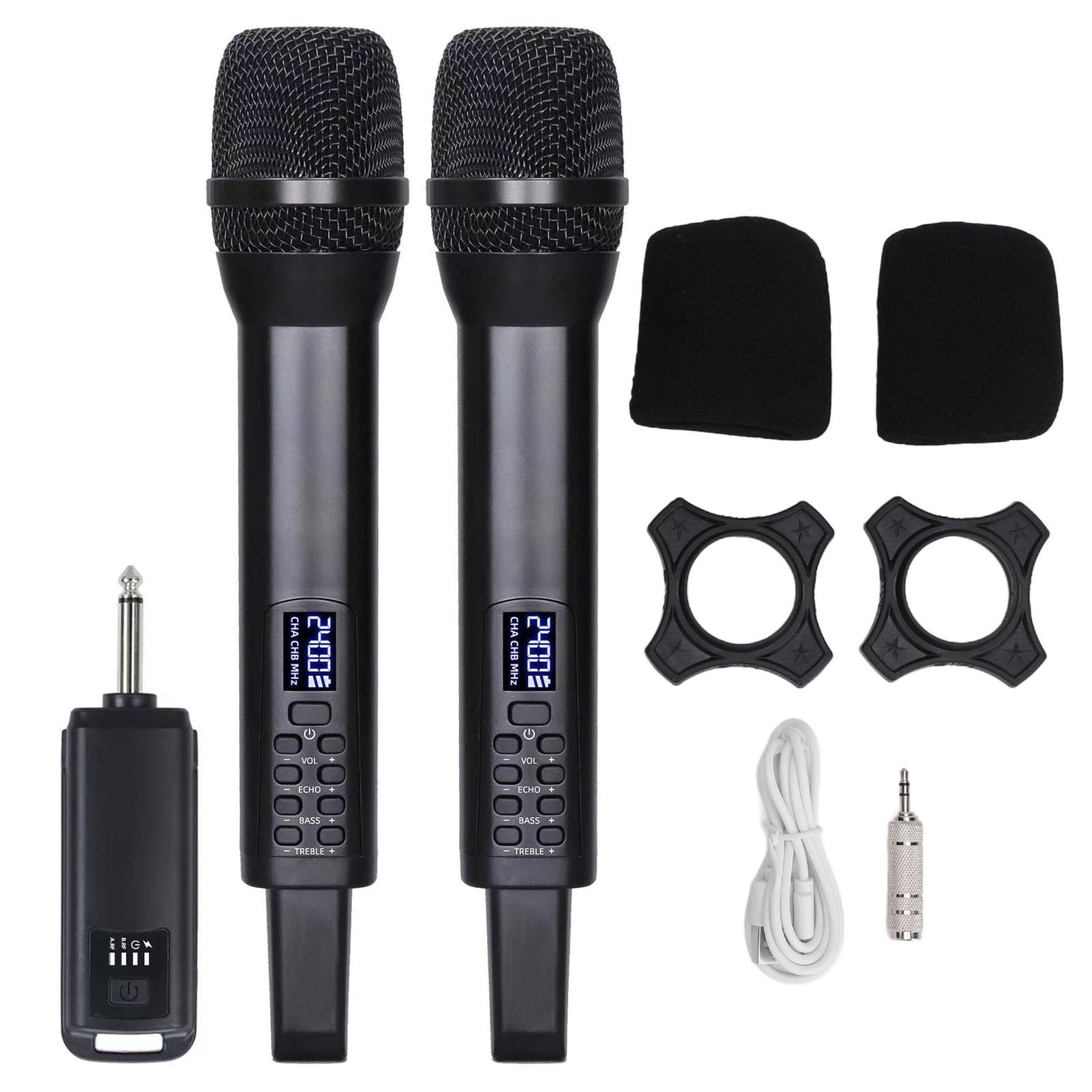 HEEPDD Dynamisches Mikrofon, Bluetooth-Handmikrofon aus Aluminiumlegierung mit Wiederaufladbarem Akku und USB-Stromversorgung, für Bühnen-Karaoke und Professionelle Sänger