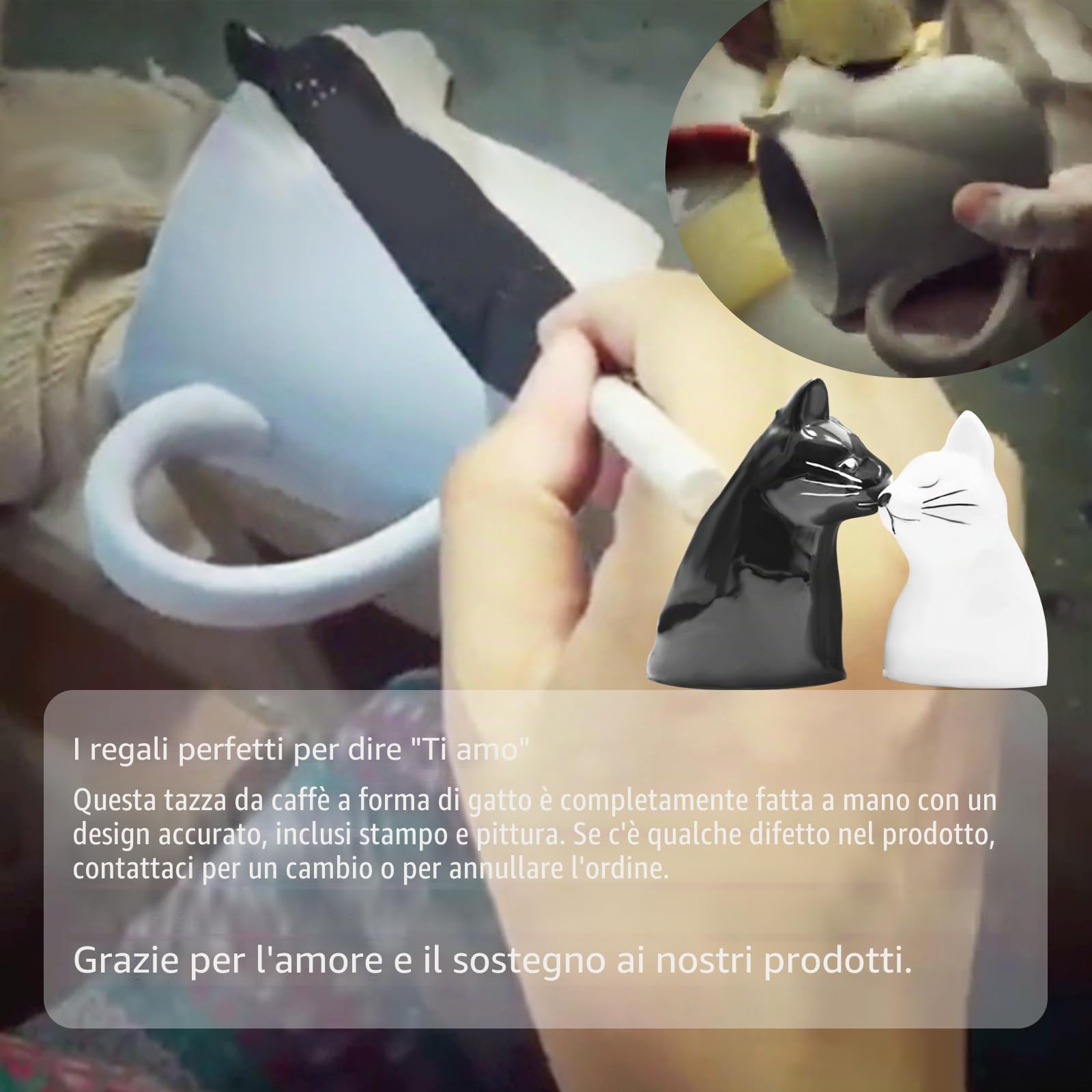 Bacio gatto Set di tazze da caffè, Set di tazze in ceramica da tè divertente e unico per la sposa e lo sposo, regalo corrispondente Per il compleanno, anniversario, matrimonio, fidanzata Moglie