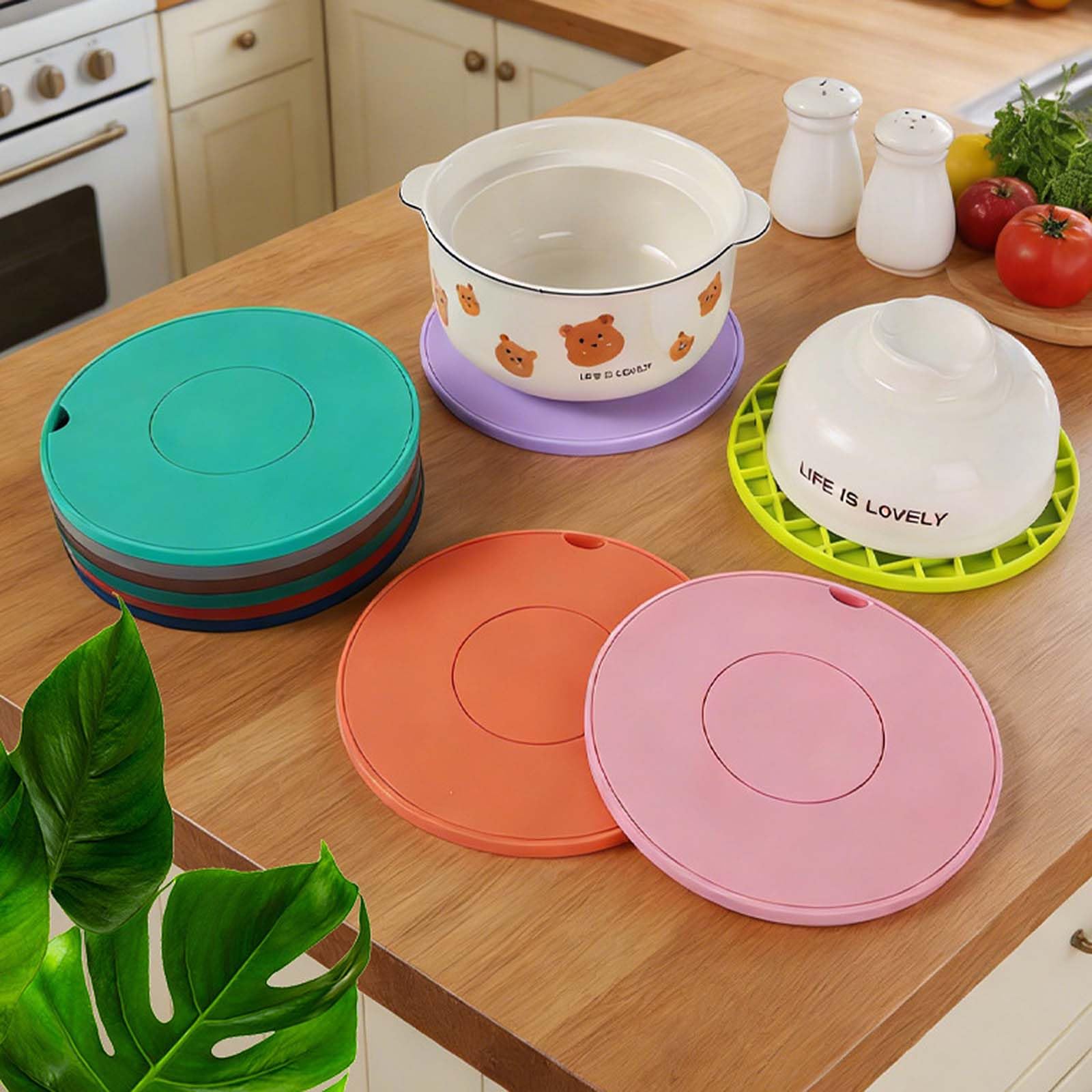 Paquete de 5 salvamanteles de Silicona para ollas Calientes, | Agarraderas y almohadillas calientes resistentes al calor para mesa de encimera de cocina, decoración moderna de cocina