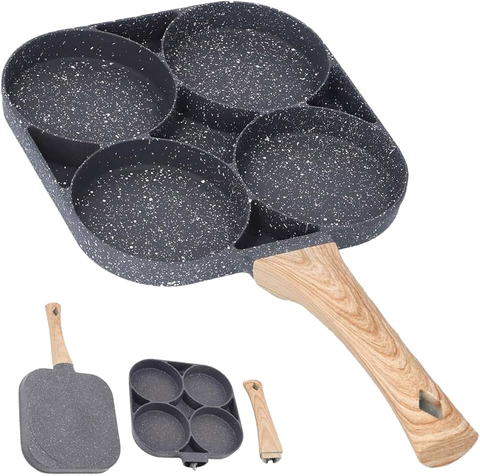 Frigideira Antiaderente 4 Em 1 Panela 4 Ovos Hamburguer Bacon Hamburguer Panqueca Carne Pedra Maifan Nao Gruda Resistente Multifuncional