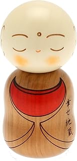 Usaburo Japanese Kokeshi Doll, Brown Ojizo