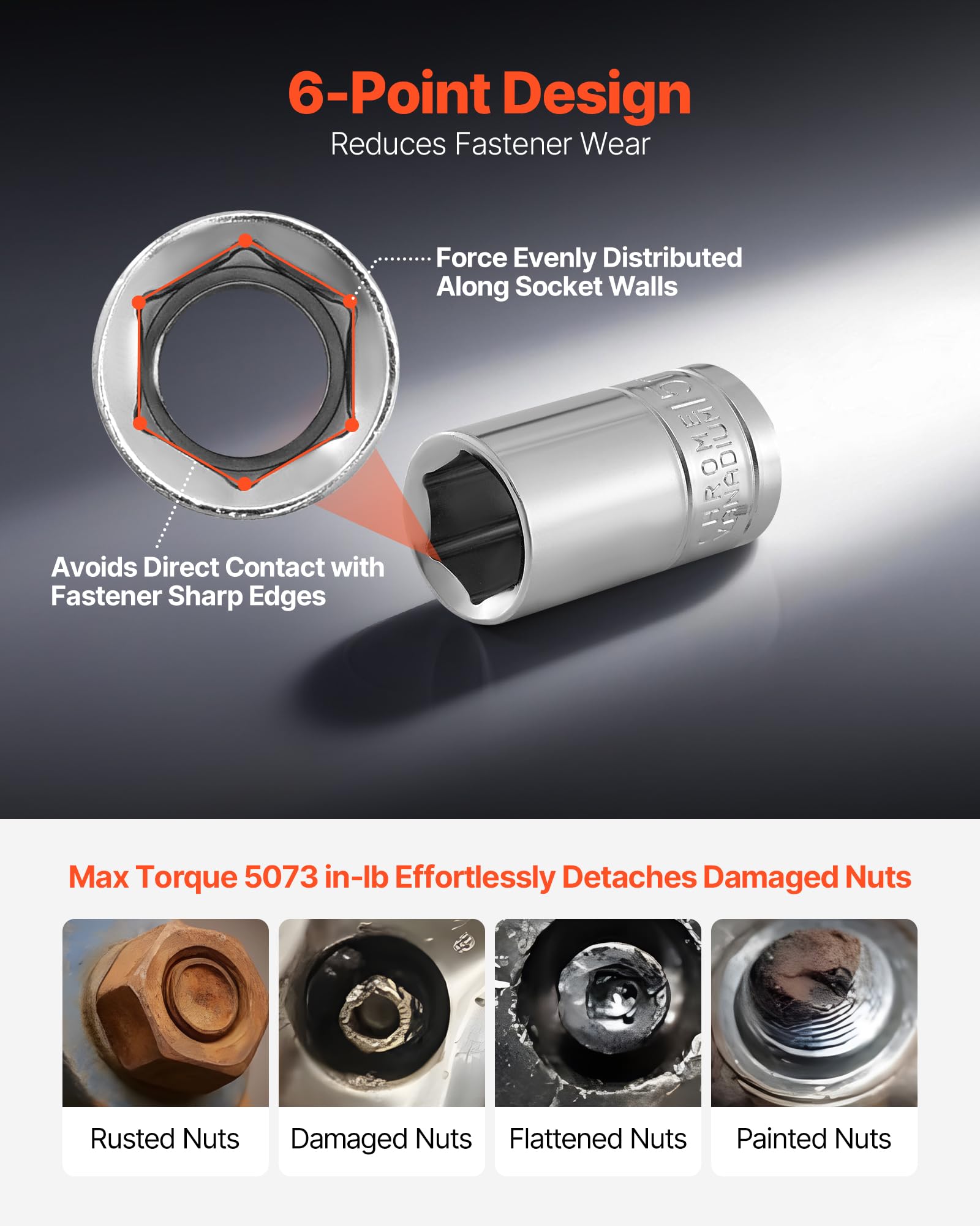 VEVOR Zestaw nasadek, 149 sztuk, 9,5 i 6,4 i 12,7 mm, zestaw nasadek i grzechotki, SAE i metryczne, głębokie i płytkie, zestaw narzędzi mechanicznych z bitami, akcesoria, walizka do przechowywania