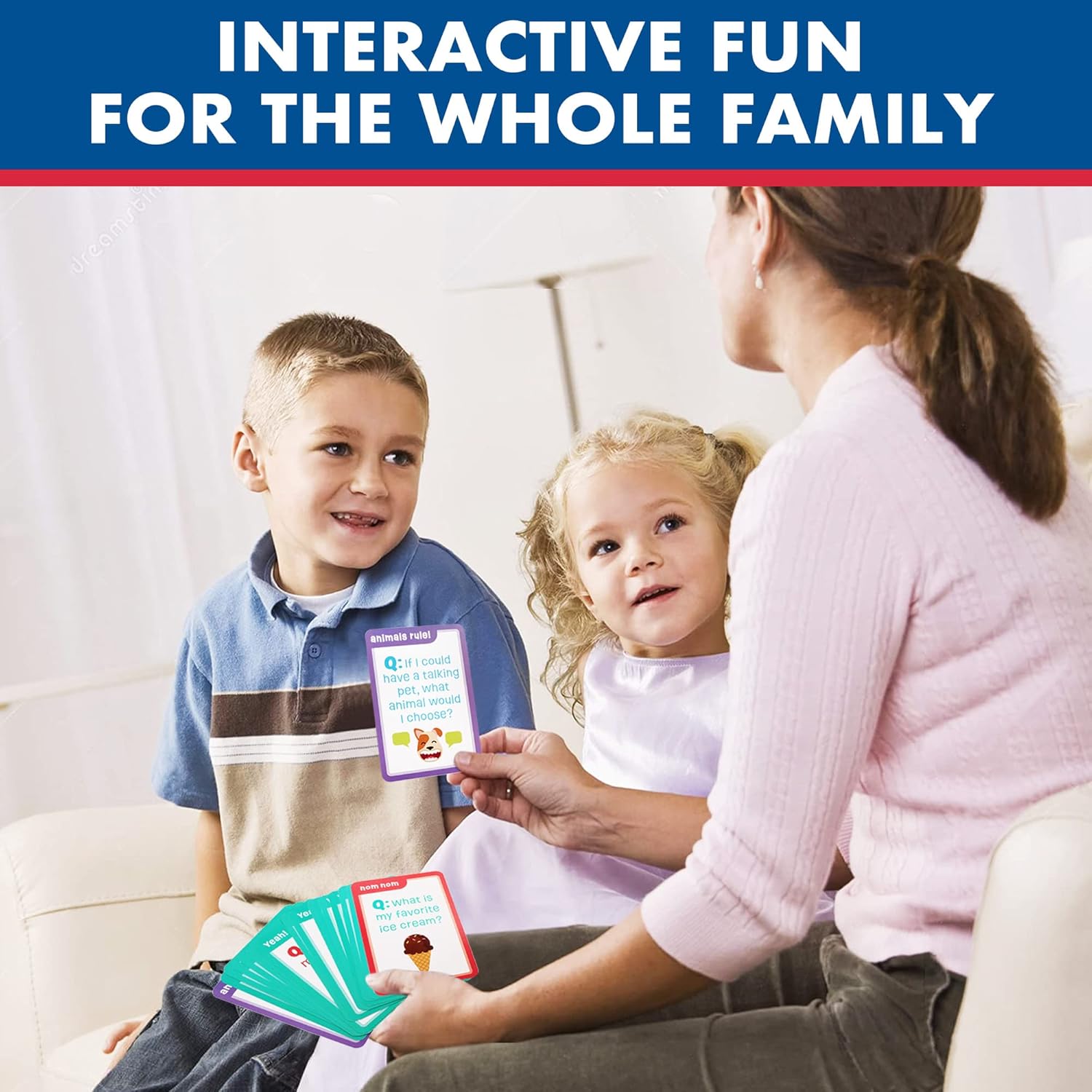 LotFancy Family Trivia Game, Ages 4 and up, Family Games for Kids and Adults, 60 Fun Trivia Cards, Family Conversation Starters for Family Game Night, Party, Travel, Road Trip, Jumbo Size