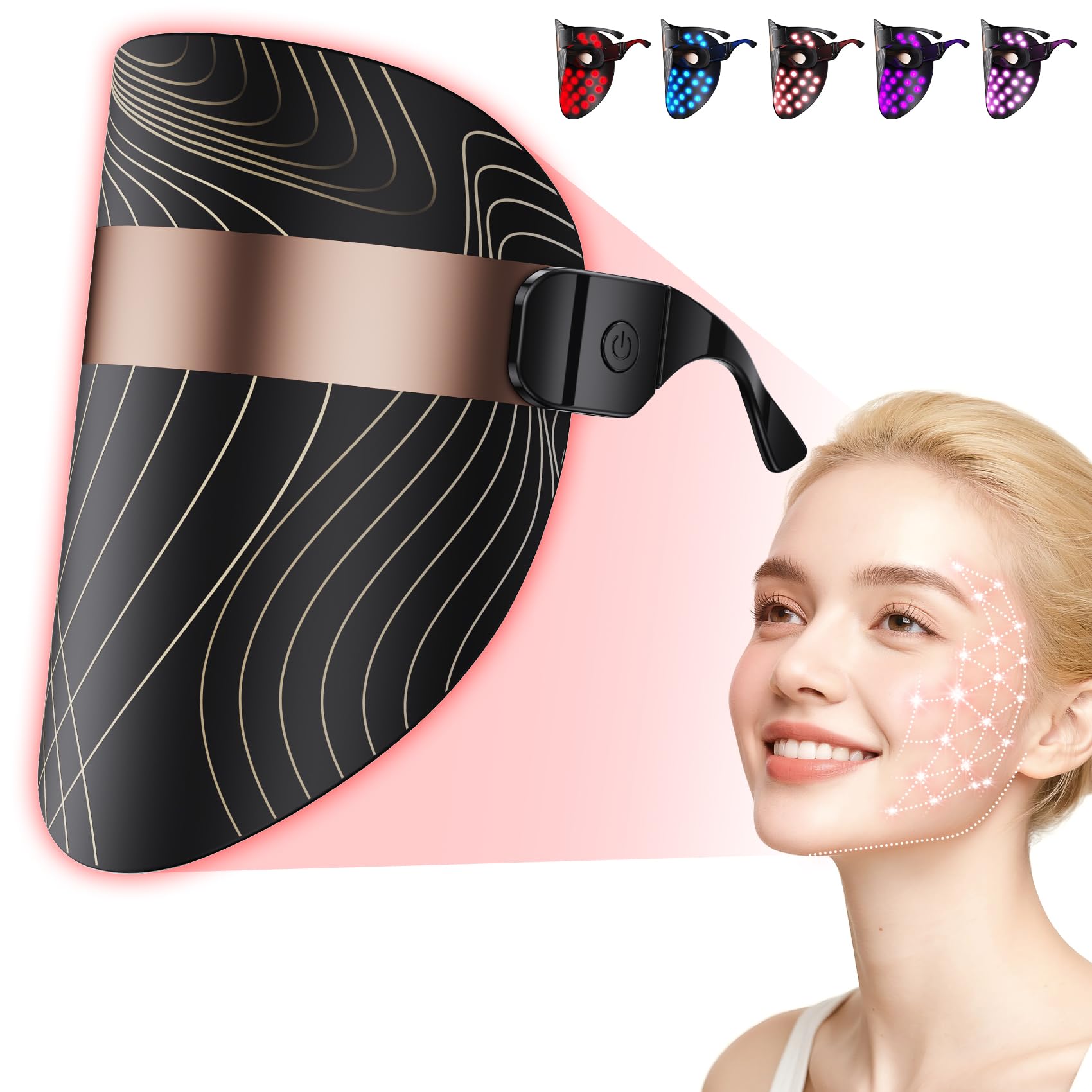 LED Light Therapy Mask Ultra-Light Red Light Therapy Mask for Face Wireless LED Face Mask Light Therapy with
