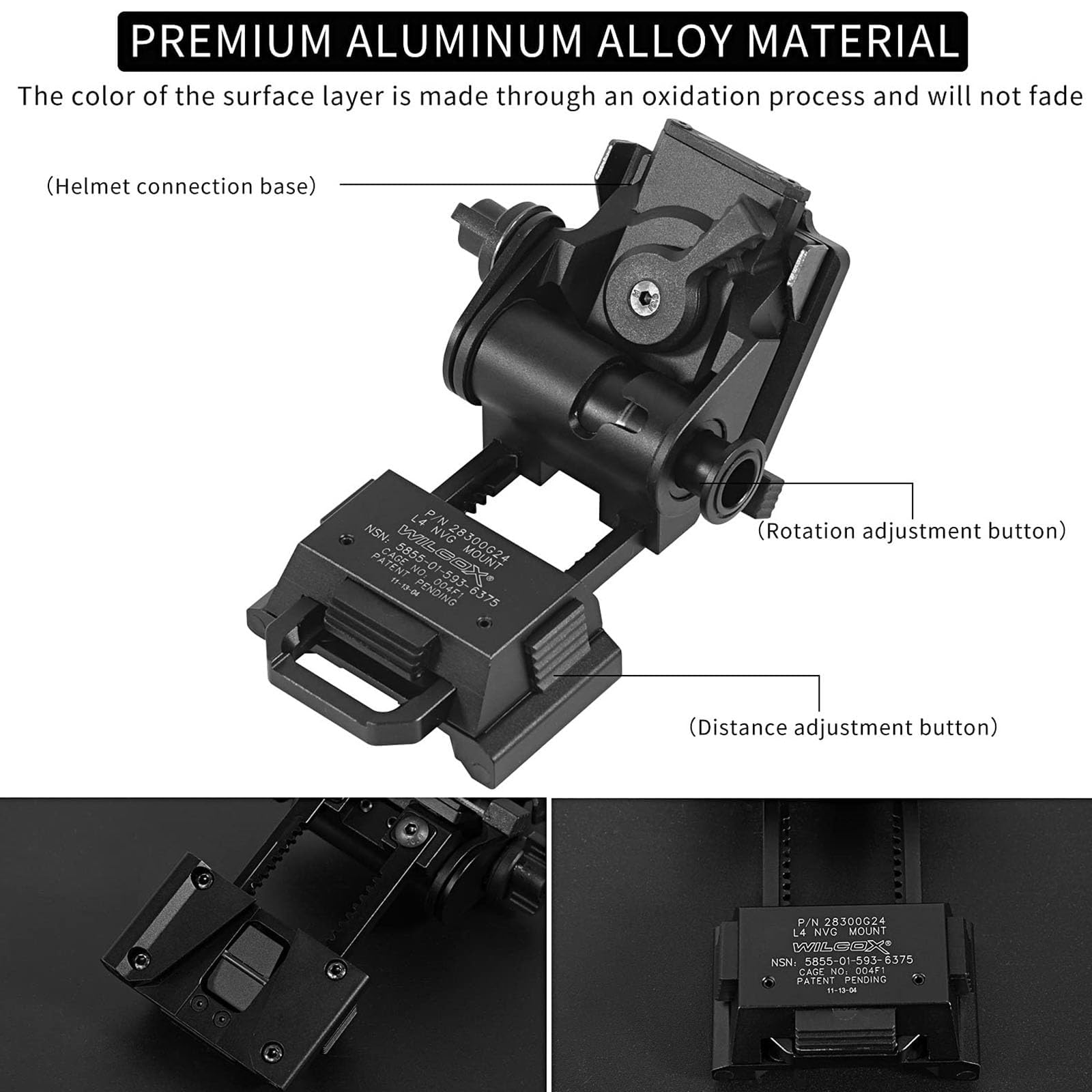 Soporte de gafas de visión nocturna, casco NVG ajustable de aluminio completo para juegos CS, interfaz modular para PVS14/15/18