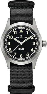 Khaki Field Khaki Quartz Men's Watch, 38mm Stainless Steel Case, Swiss Made, Black Dial Analog Wrist Watch for Men, 50m Waterproof, Sapphire Crystal, Textile Strap