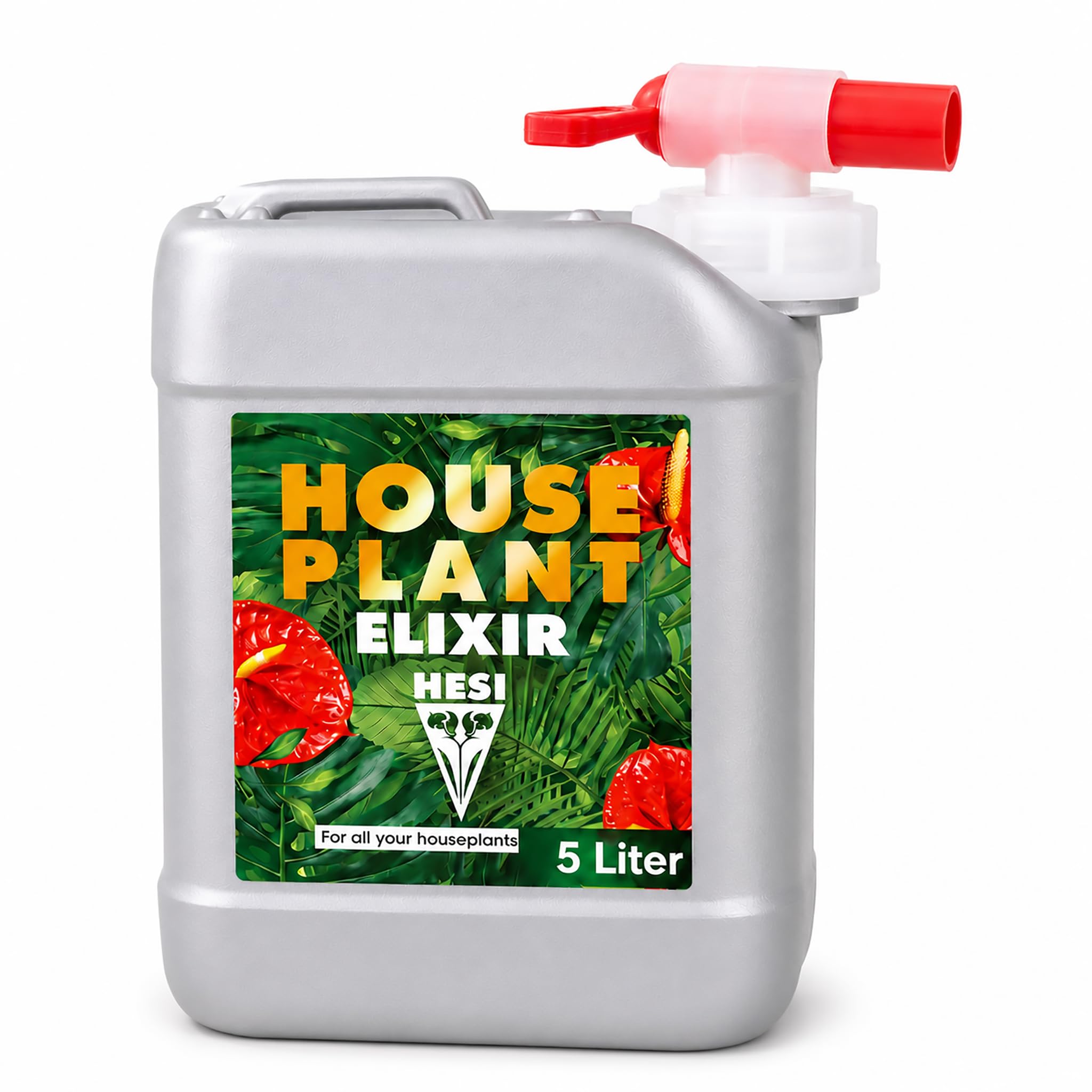 HESI House Plant Elixir 5 Liter + HESI Auslasshahn | Zimmerpflanzen-Grow-Dünger Flüssigdünger Pflanzenpracht