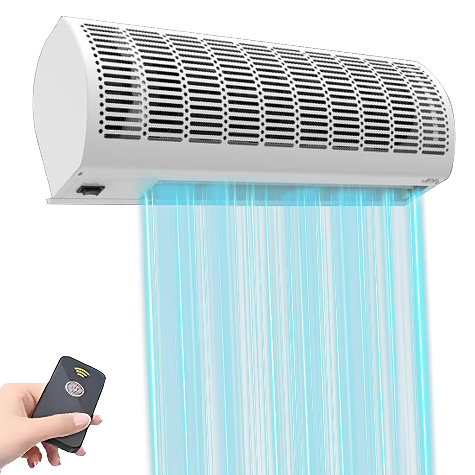 Air Curtain 24/36/48/60 Inch, 2 Speeds Remote control Air Curtain Super Power, Door Blower to Keep Flies Out, Air Curtains for Doors Commercial, 110V Unheated, Commercial Indoor Household