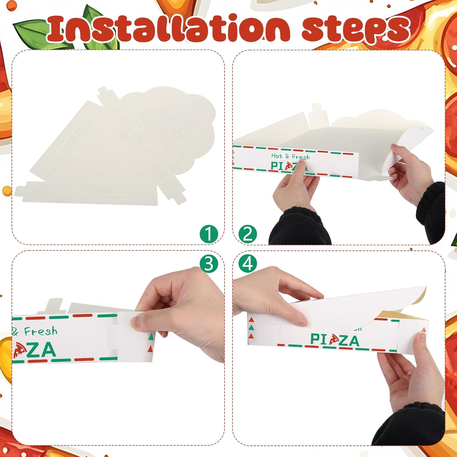200 Pack Pizza Slice Boxes Disposable Single Pizza Slice Storage Container with Colorful Print 9.3 x 9.1 x 1.8 Inch Paperboard Triangle Food Boxes Tray Holder for Birthday Wedding Party